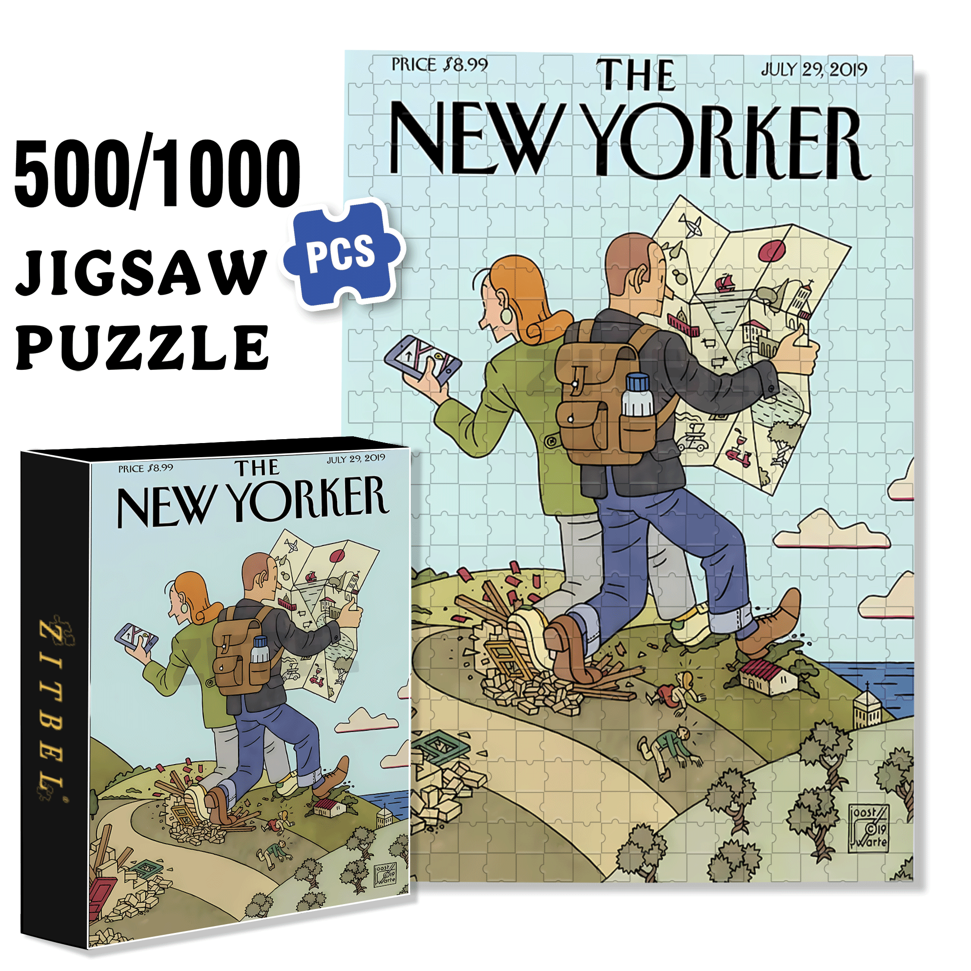 Follow The Map 500pcs/1000pcs Jigsaw Puzzle, Scratch-Resistant, Interactive Family Game & Brain-Boosting DIY Decor, Perfect for Halloween, Christmas & New Year Gifts, Family Puzzle Game