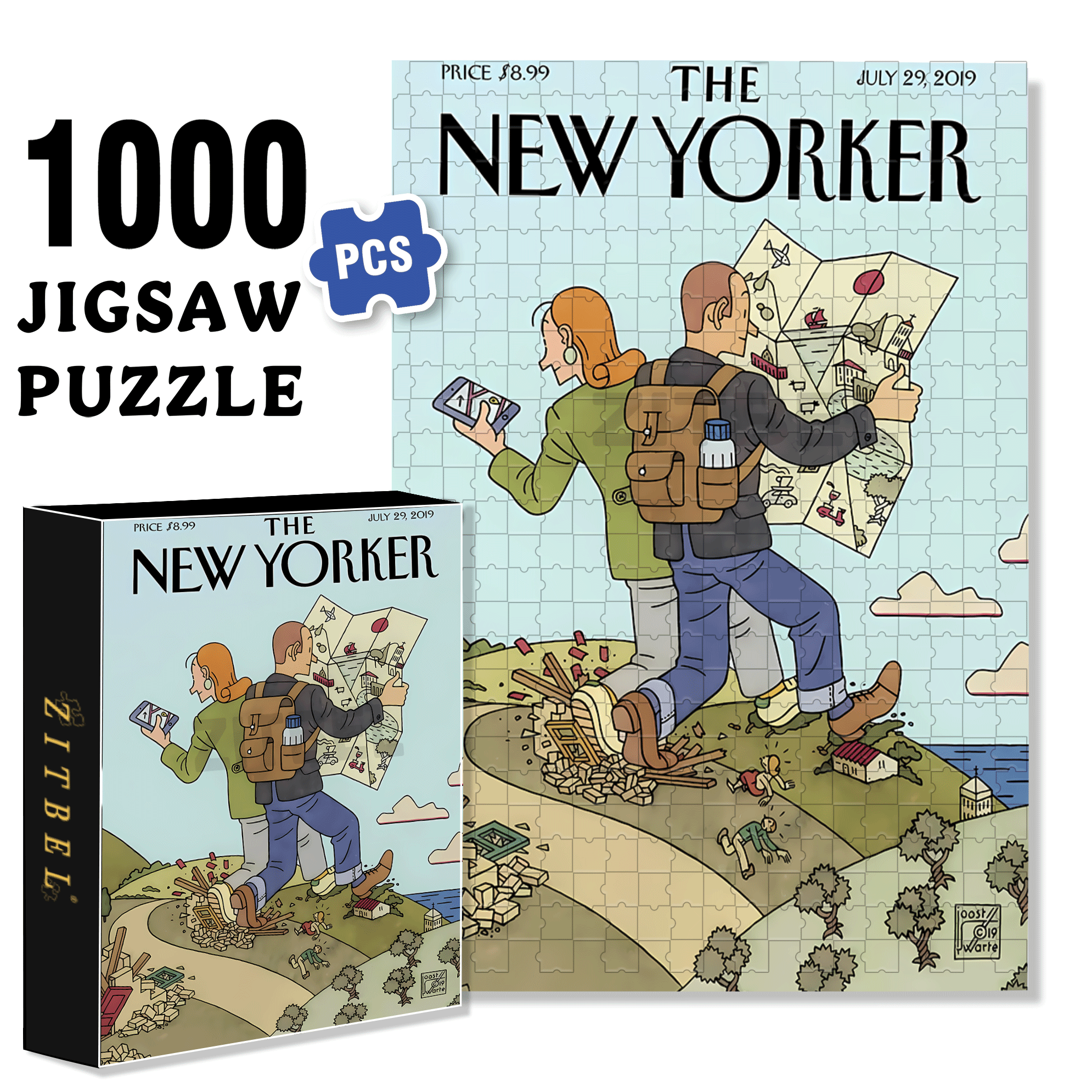 Follow The Map 500pcs/1000pcs Jigsaw Puzzle, Scratch-Resistant, Interactive Family Game & Brain-Boosting DIY Decor, Perfect for Halloween, Christmas & New Year Gifts, Family Puzzle Game