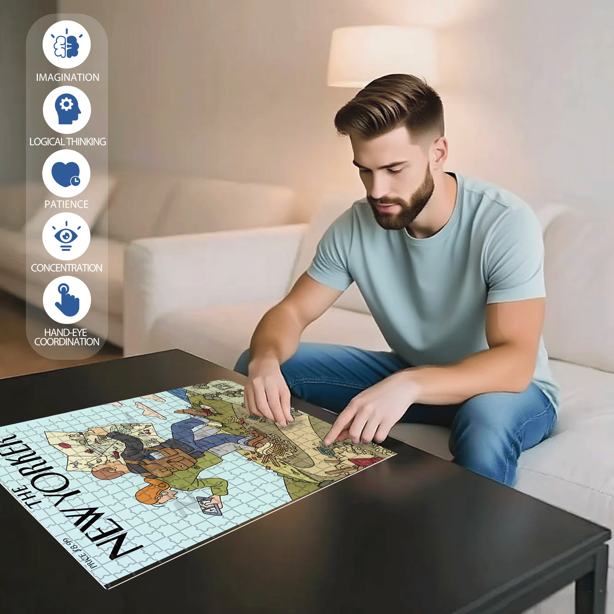 Follow The Map 500pcs/1000pcs Jigsaw Puzzle, Scratch-Resistant, Interactive Family Game & Brain-Boosting DIY Decor, Perfect for Halloween, Christmas & New Year Gifts, Family Puzzle Game