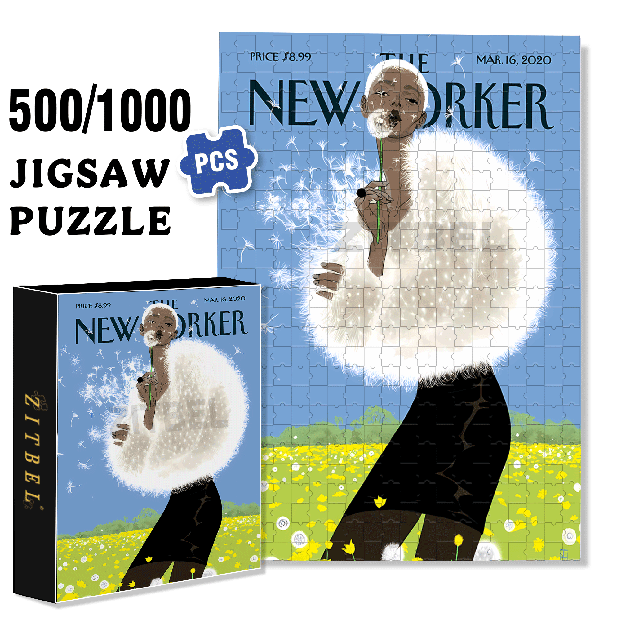 Giant Dandelion 500pcs/1000pcs Jigsaw Puzzle, Scratch-Resistant, Interactive Family Game & Brain-Boosting DIY Decor, Perfect for Halloween, Christmas & New Year Gifts, Family Puzzle Game