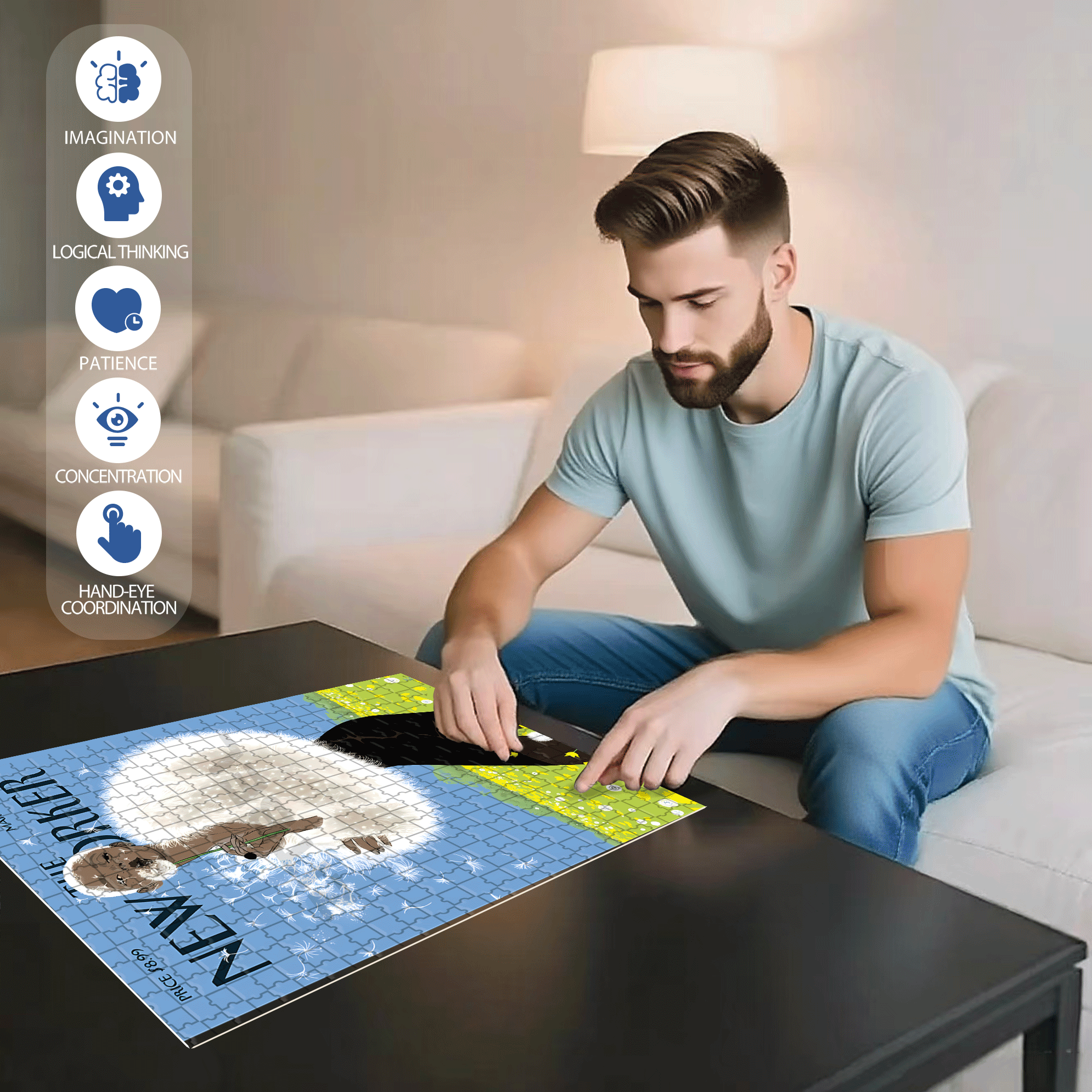 Giant Dandelion 500pcs/1000pcs Jigsaw Puzzle, Scratch-Resistant, Interactive Family Game & Brain-Boosting DIY Decor, Perfect for Halloween, Christmas & New Year Gifts, Family Puzzle Game