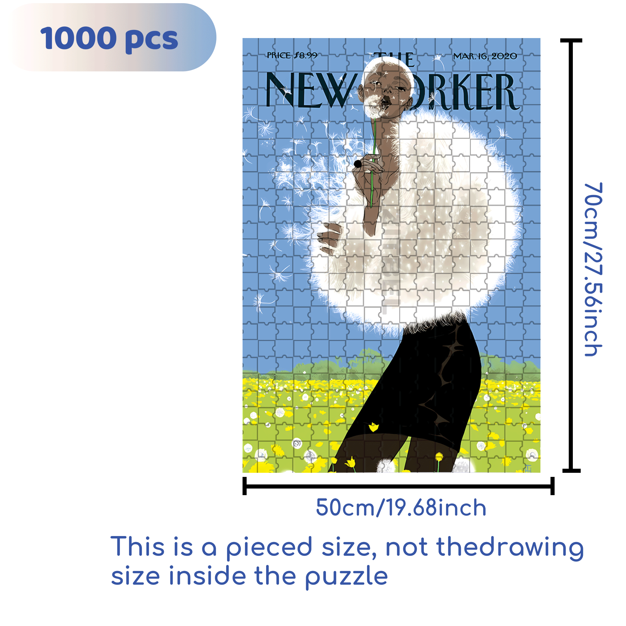 Giant Dandelion 500pcs/1000pcs Jigsaw Puzzle, Scratch-Resistant, Interactive Family Game & Brain-Boosting DIY Decor, Perfect for Halloween, Christmas & New Year Gifts, Family Puzzle Game