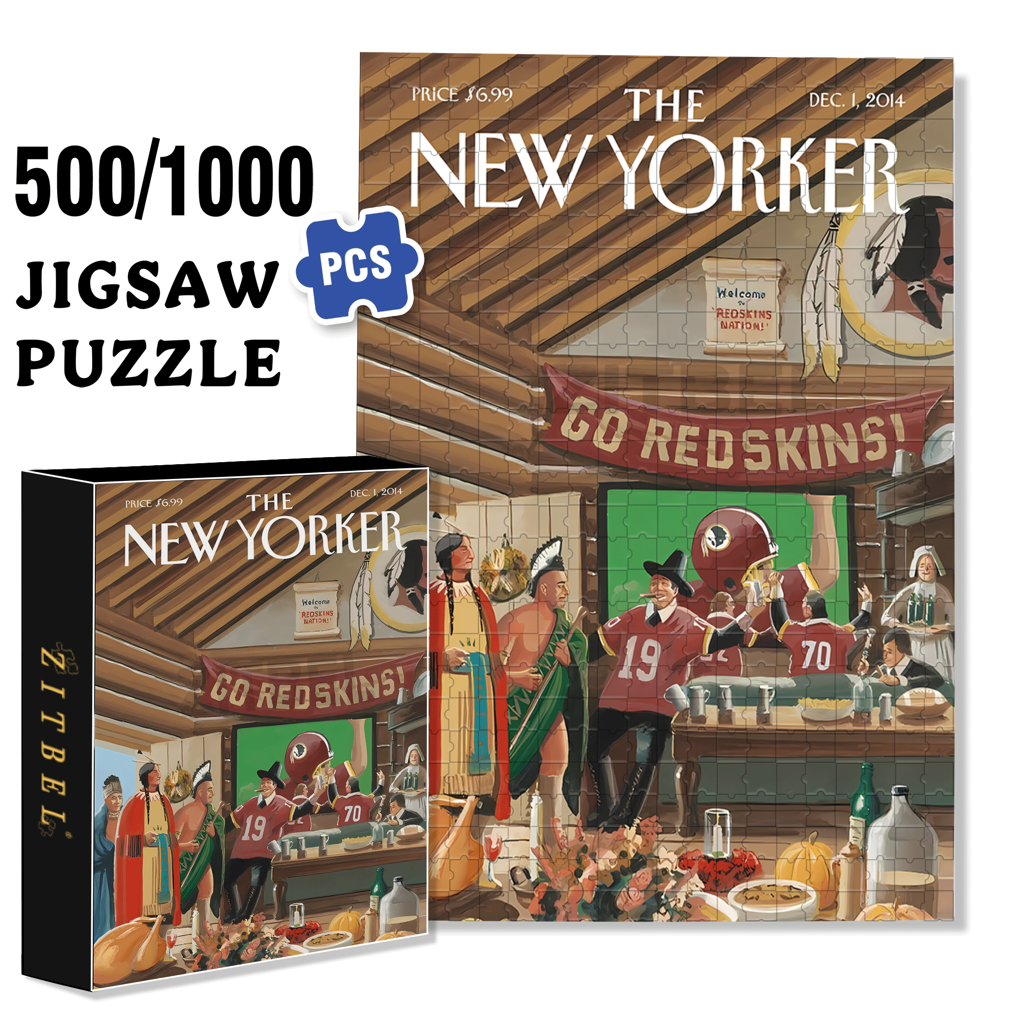 Go Red Skins 500pcs/1000pcs Jigsaw Puzzle, Scratch-Resistant, Interactive Family Game & Brain-Boosting DIY Decor, Perfect for Halloween, Christmas & New Year Gifts, Family Puzzle Game