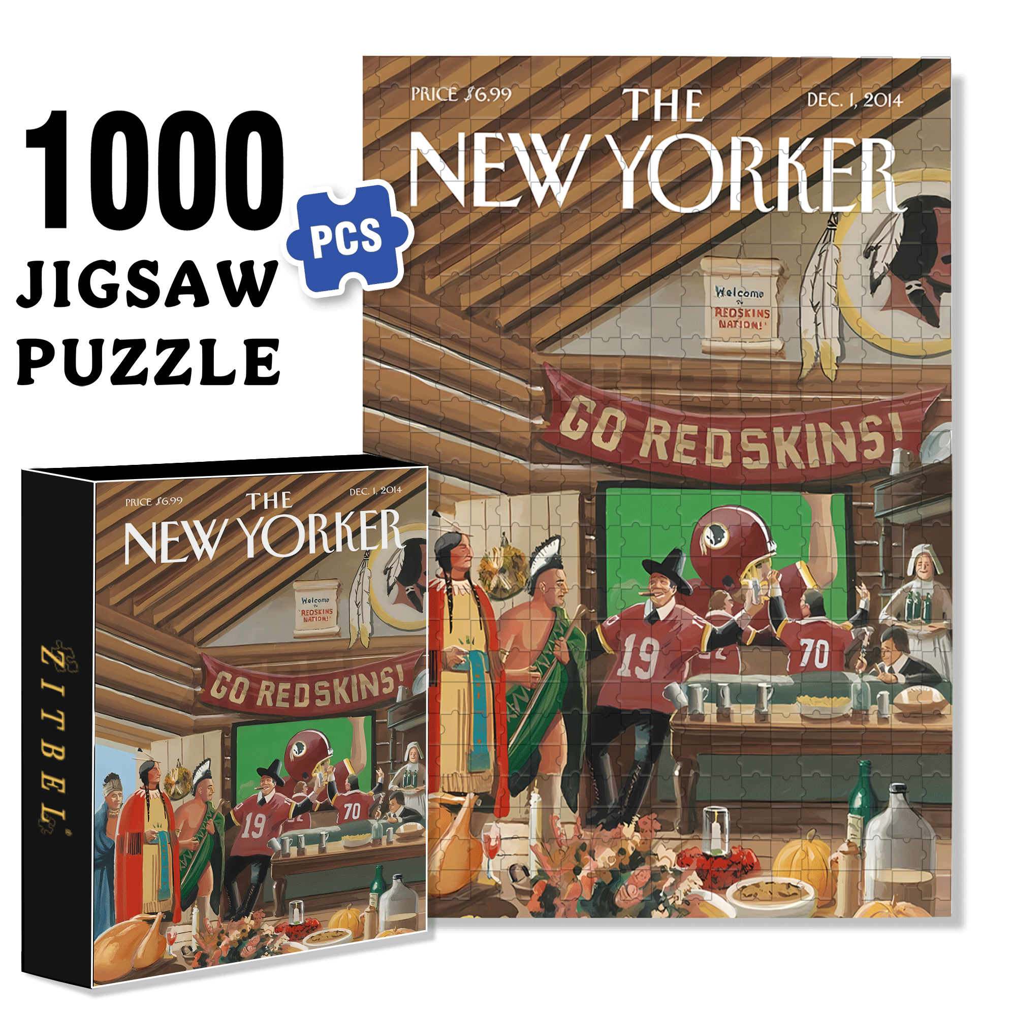 Go Red Skins 500pcs/1000pcs Jigsaw Puzzle, Scratch-Resistant, Interactive Family Game & Brain-Boosting DIY Decor, Perfect for Halloween, Christmas & New Year Gifts, Family Puzzle Game