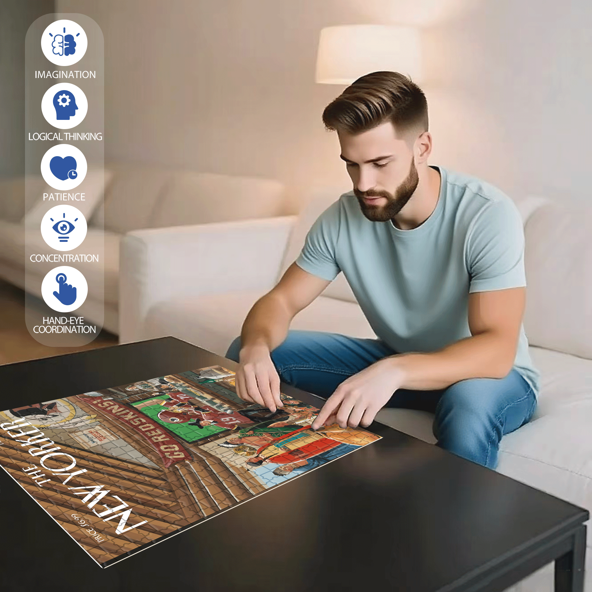Go Red Skins 500pcs/1000pcs Jigsaw Puzzle, Scratch-Resistant, Interactive Family Game & Brain-Boosting DIY Decor, Perfect for Halloween, Christmas & New Year Gifts, Family Puzzle Game