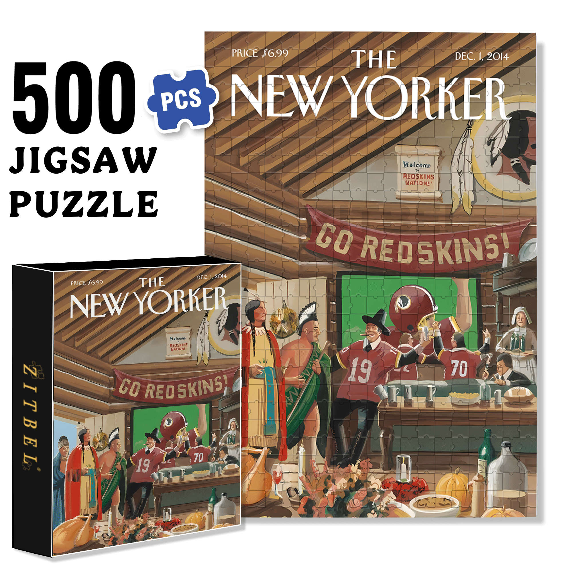 Go Red Skins 500pcs/1000pcs Jigsaw Puzzle, Scratch-Resistant, Interactive Family Game & Brain-Boosting DIY Decor, Perfect for Halloween, Christmas & New Year Gifts, Family Puzzle Game