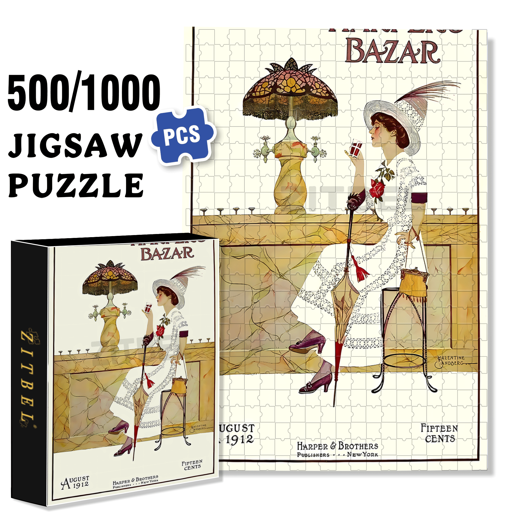 Happy Hour 2 500pcs/1000pcs Jigsaw Puzzle, Scratch-Resistant, Interactive Family Game & Brain-Boosting DIY Decor, Perfect for Halloween, Christmas & New Year Gifts, Family Puzzle Game