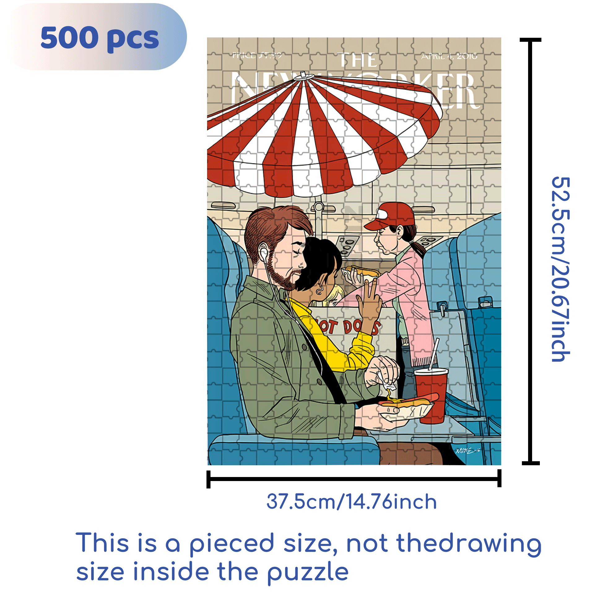 Hot Dog Selling Cart 500pcs/1000pcs Jigsaw Puzzle, Scratch-Resistant, Interactive Family Game & Brain-Boosting DIY Decor, Perfect for Halloween, Christmas & New Year Gifts, Family Puzzle Game