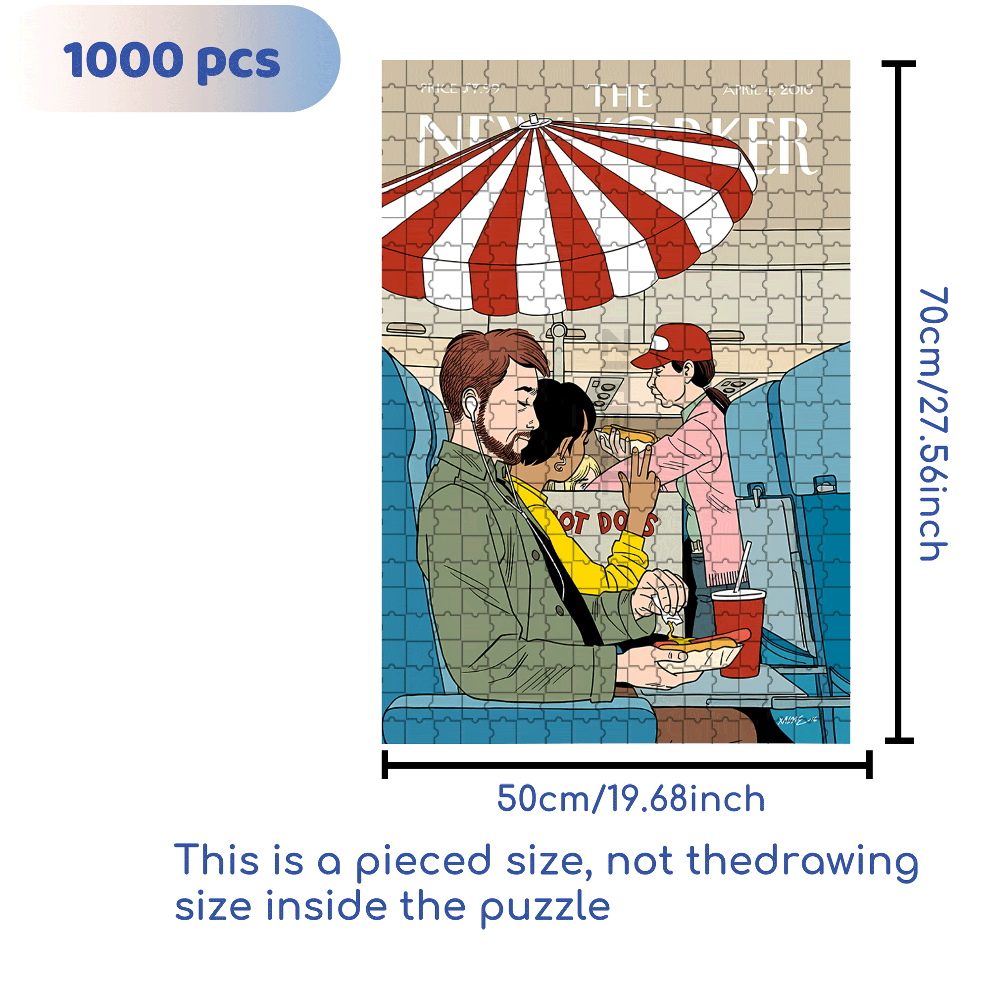 Hot Dog Selling Cart 500pcs/1000pcs Jigsaw Puzzle, Scratch-Resistant, Interactive Family Game & Brain-Boosting DIY Decor, Perfect for Halloween, Christmas & New Year Gifts, Family Puzzle Game