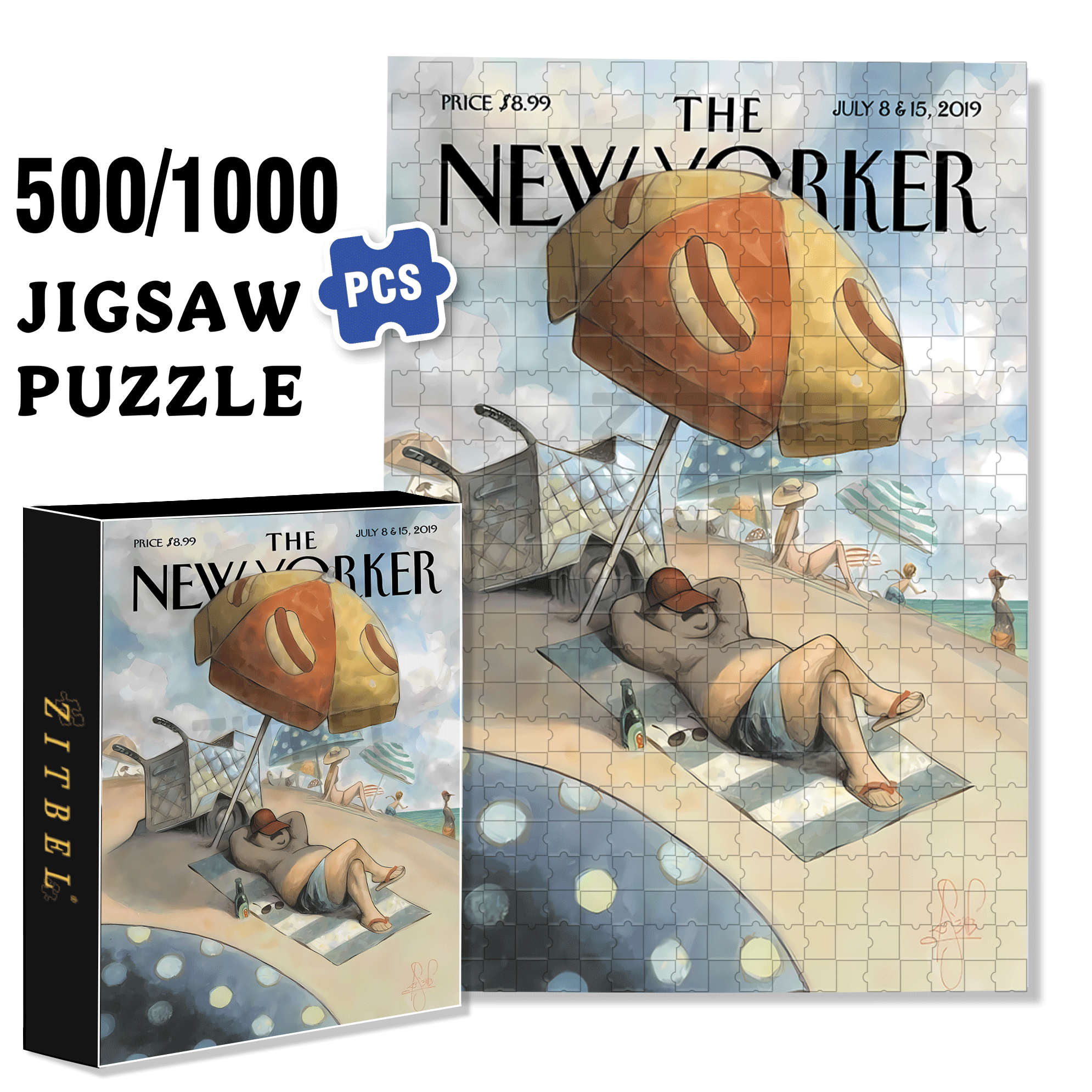 Hot dog Sun Umbrella 500pcs/1000pcs Jigsaw Puzzle, Scratch-Resistant, Interactive Family Game & Brain-Boosting DIY Decor, Perfect for Halloween, Christmas & New Year Gifts, Family Puzzle Game