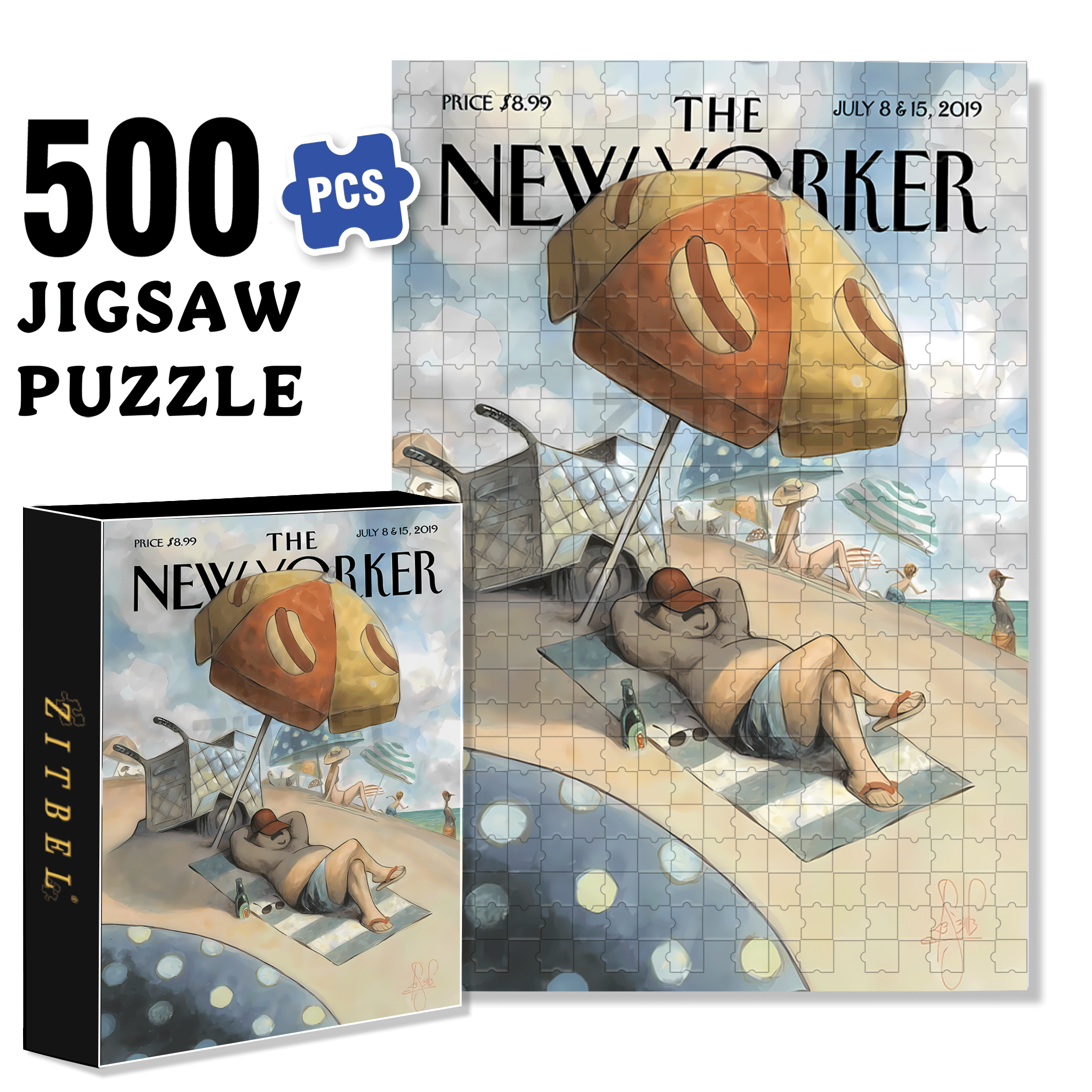 Hot dog Sun Umbrella 500pcs/1000pcs Jigsaw Puzzle, Scratch-Resistant, Interactive Family Game & Brain-Boosting DIY Decor, Perfect for Halloween, Christmas & New Year Gifts, Family Puzzle Game