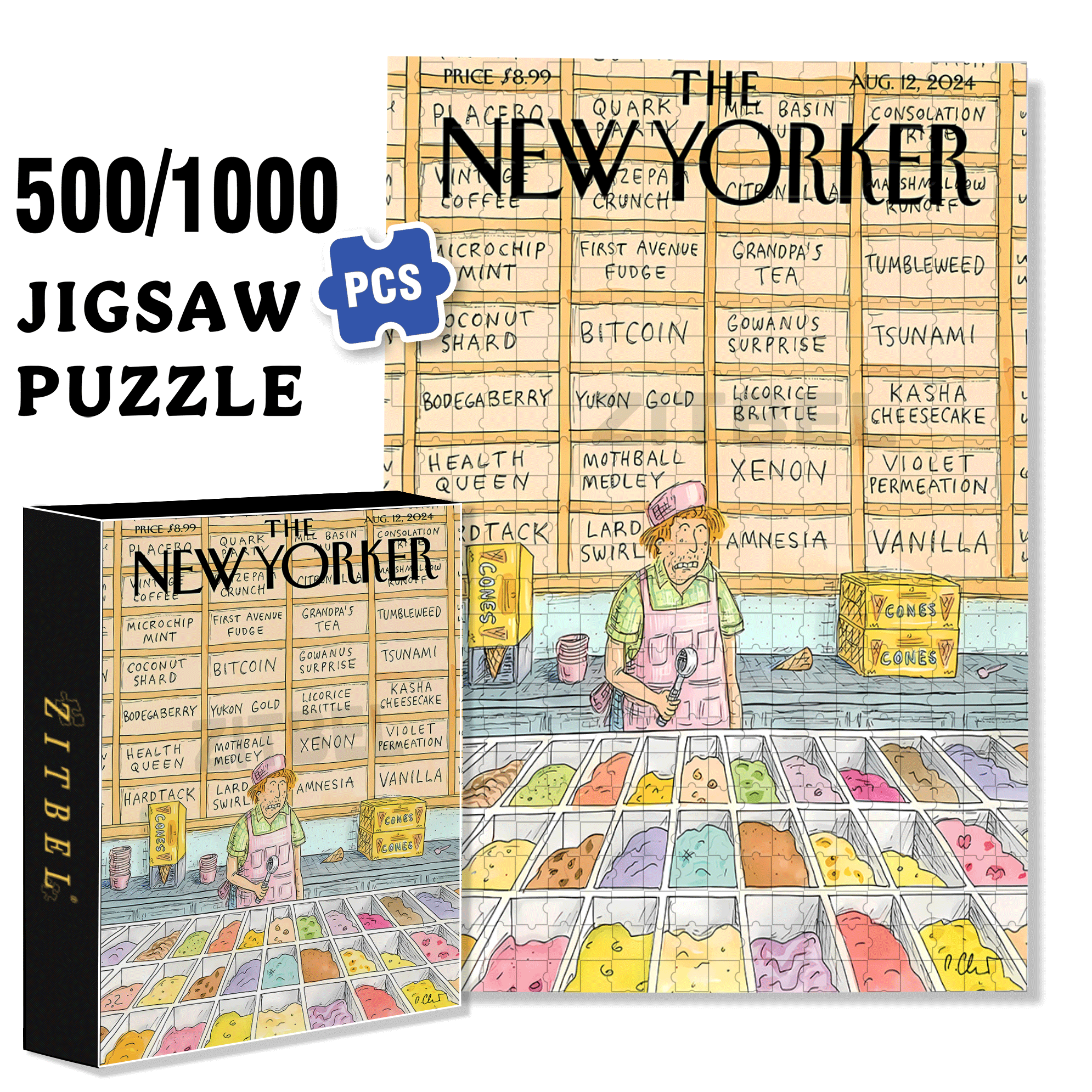 Ice Cream Cone 500pcs/1000pcs Jigsaw Puzzle, Scratch-Resistant, Interactive Family Game & Brain-Boosting DIY Decor, Perfect for Halloween, Christmas & New Year Gifts, Family Puzzle Game