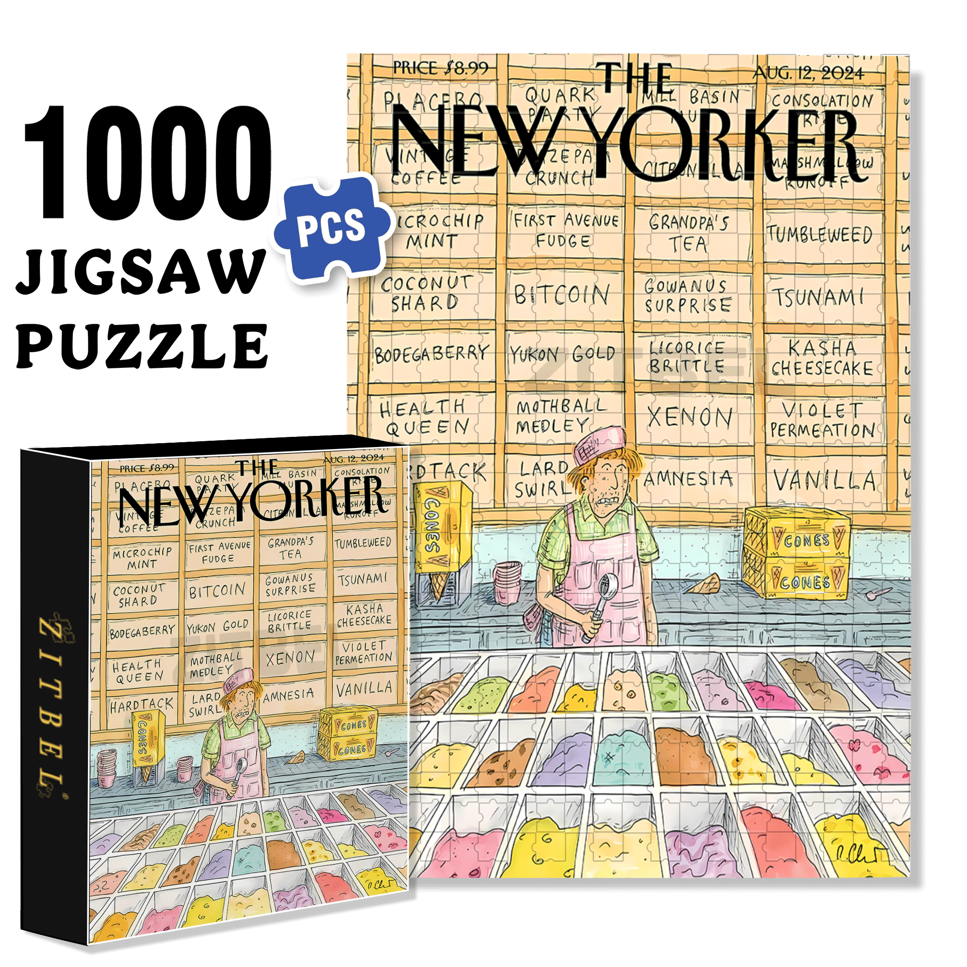Ice Cream Cone 500pcs/1000pcs Jigsaw Puzzle, Scratch-Resistant, Interactive Family Game & Brain-Boosting DIY Decor, Perfect for Halloween, Christmas & New Year Gifts, Family Puzzle Game
