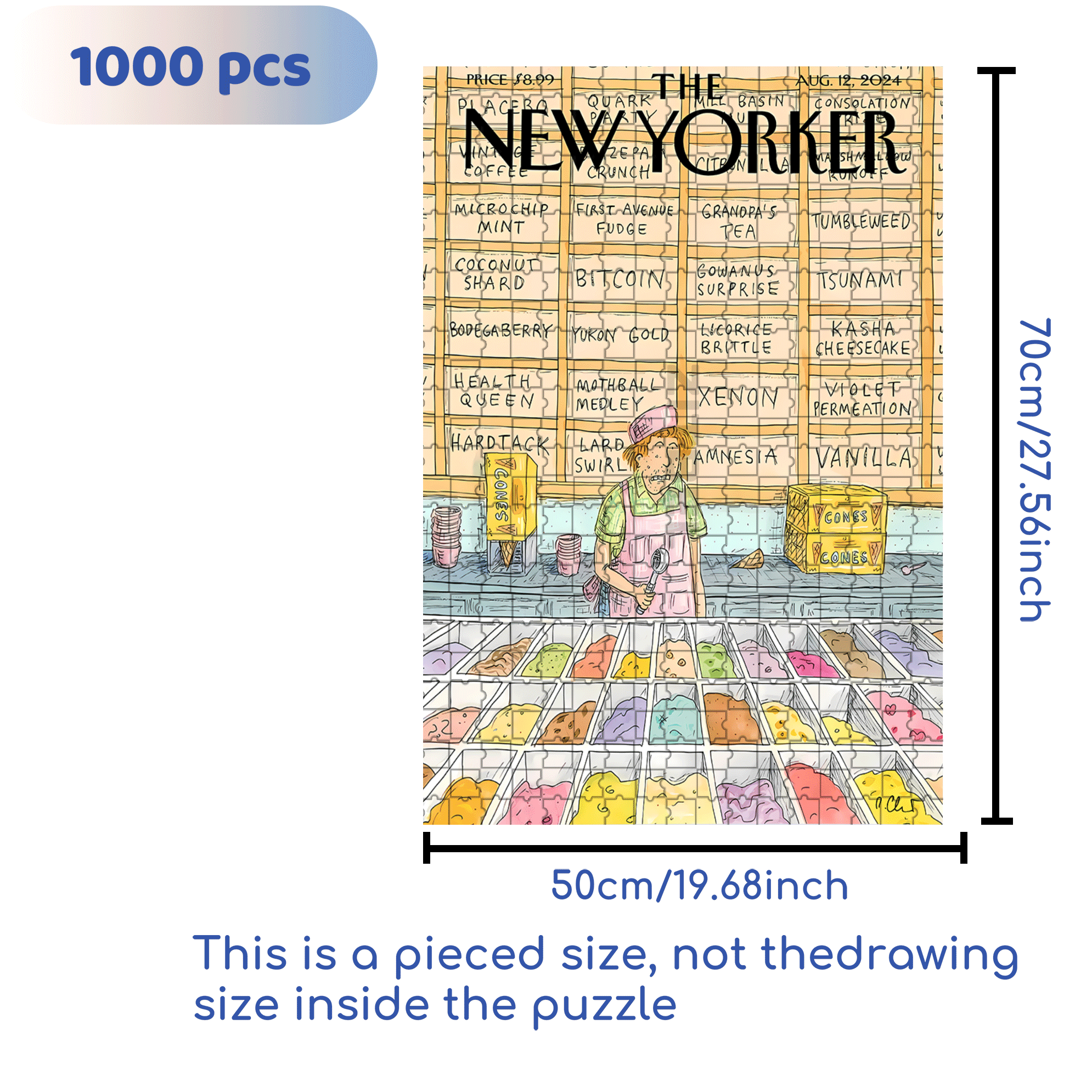 Ice Cream Cone 500pcs/1000pcs Jigsaw Puzzle, Scratch-Resistant, Interactive Family Game & Brain-Boosting DIY Decor, Perfect for Halloween, Christmas & New Year Gifts, Family Puzzle Game