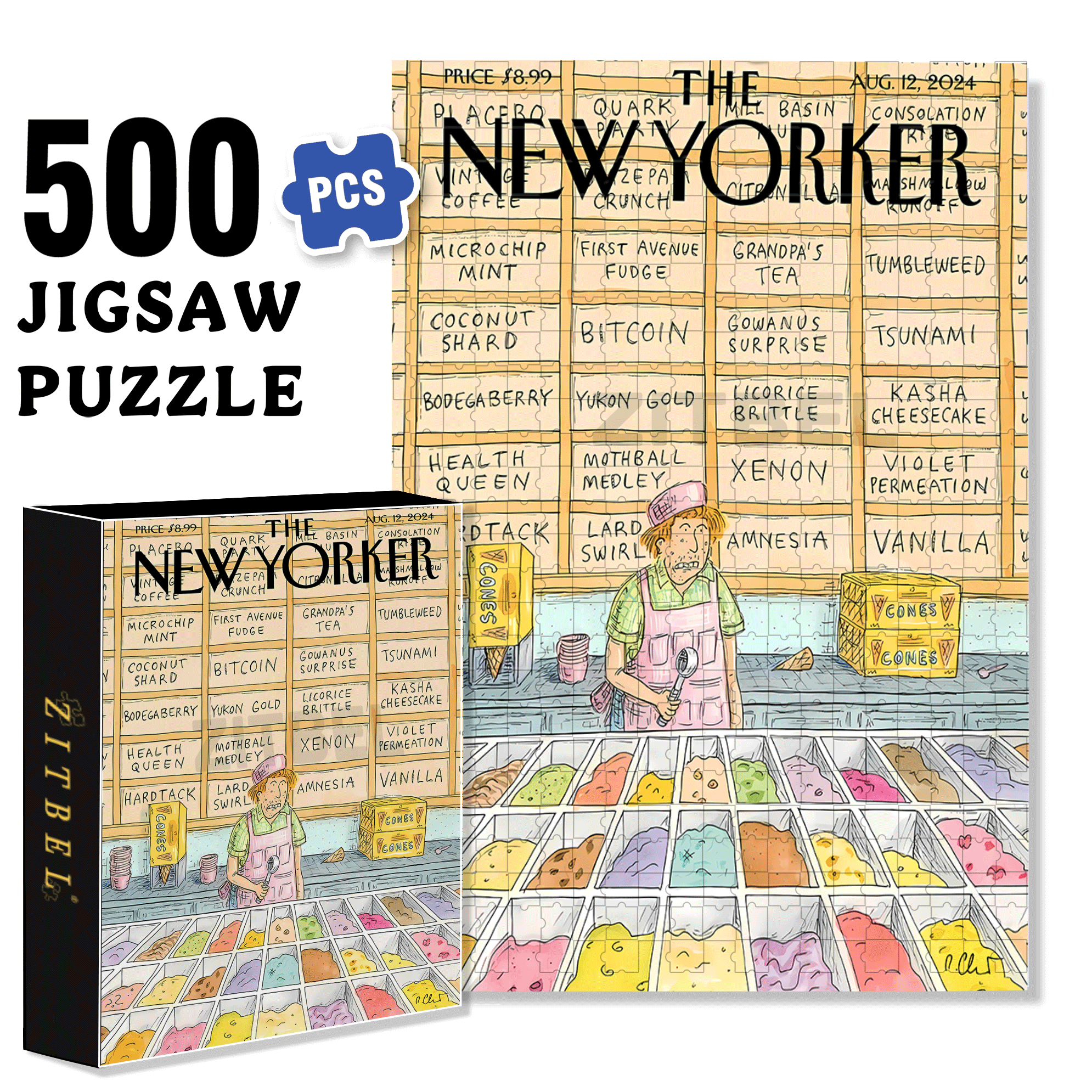 Ice Cream Cone 500pcs/1000pcs Jigsaw Puzzle, Scratch-Resistant, Interactive Family Game & Brain-Boosting DIY Decor, Perfect for Halloween, Christmas & New Year Gifts, Family Puzzle Game