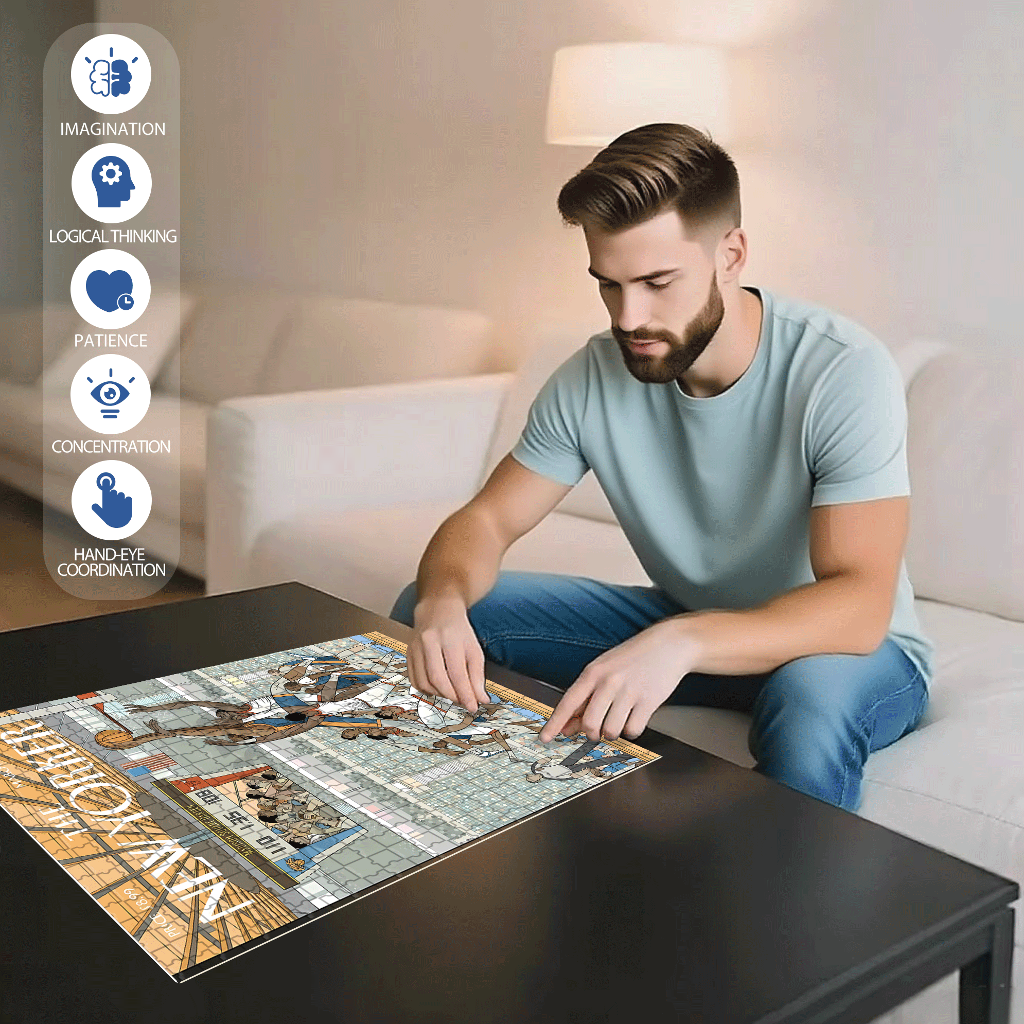 Intense Competition 500pcs/1000pcs Jigsaw Puzzle, Scratch-Resistant, Interactive Family Game & Brain-Boosting DIY Decor, Perfect for Halloween, Christmas & New Year Gifts, Family Puzzle Game