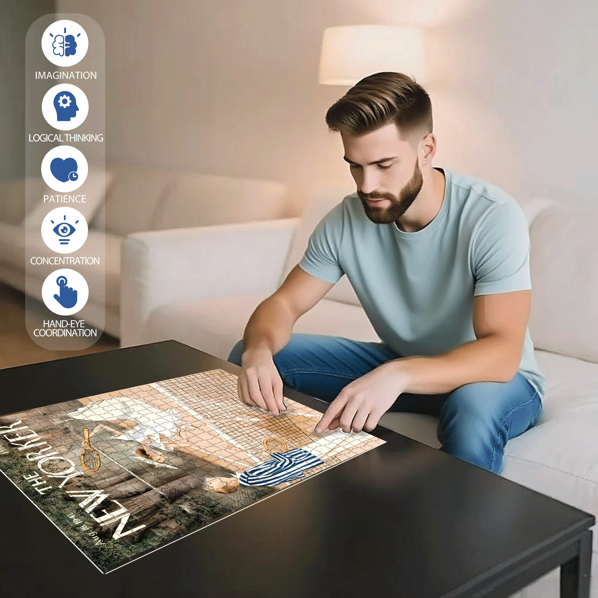LOVE ALL 500pcs/1000pcs Jigsaw Puzzle, Scratch-Resistant, Interactive Family Game & Brain-Boosting DIY Decor, Perfect for Halloween, Christmas & New Year Gifts, Family Puzzle Game
