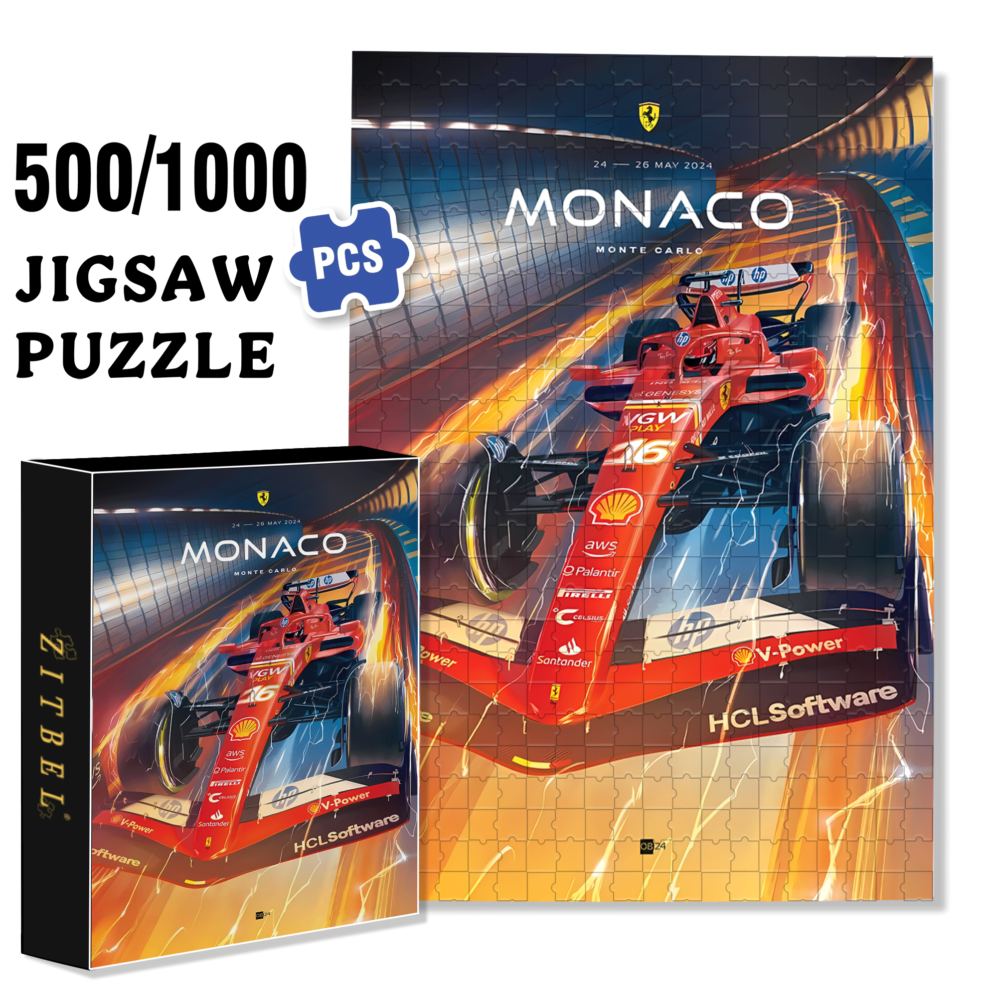 Monaco 500pcs/1000pcs Jigsaw Puzzle, Scratch-Resistant, Interactive Family Game & Brain-Boosting DIY Decor, Perfect for Halloween, Christmas & New Year Gifts, Family Puzzle Game