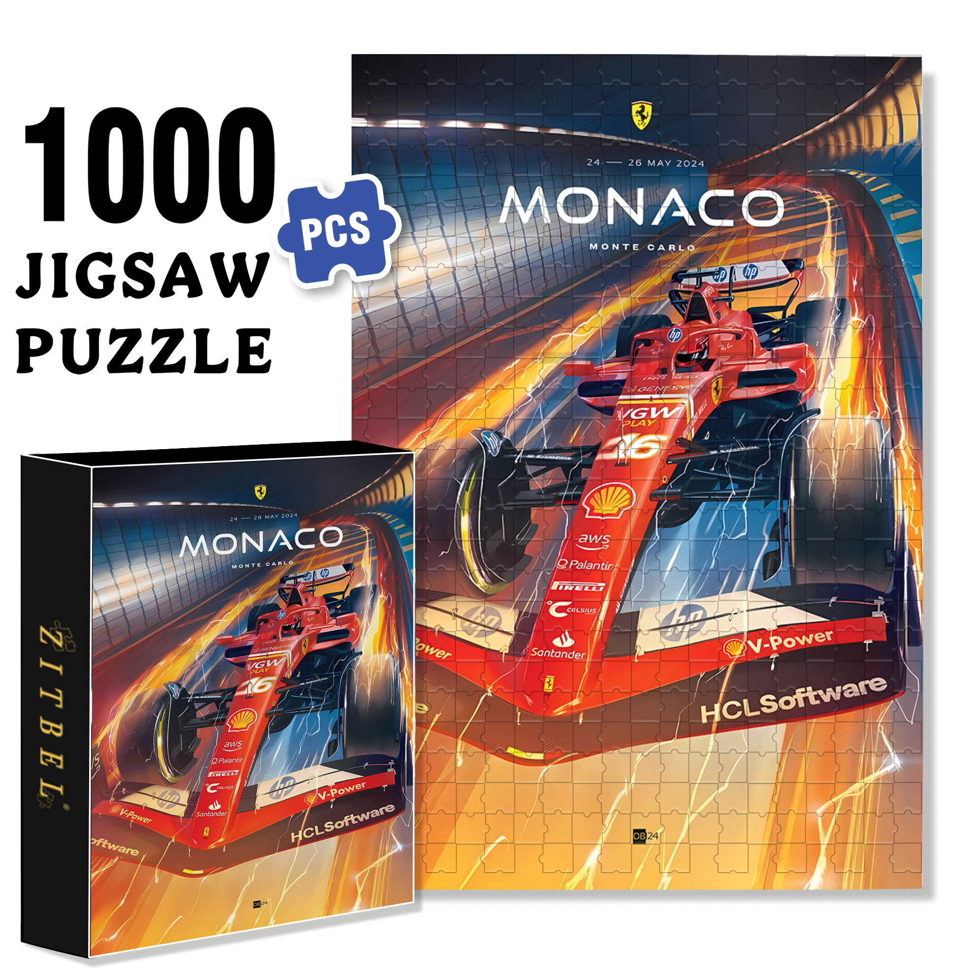 Monaco 500pcs/1000pcs Jigsaw Puzzle, Scratch-Resistant, Interactive Family Game & Brain-Boosting DIY Decor, Perfect for Halloween, Christmas & New Year Gifts, Family Puzzle Game