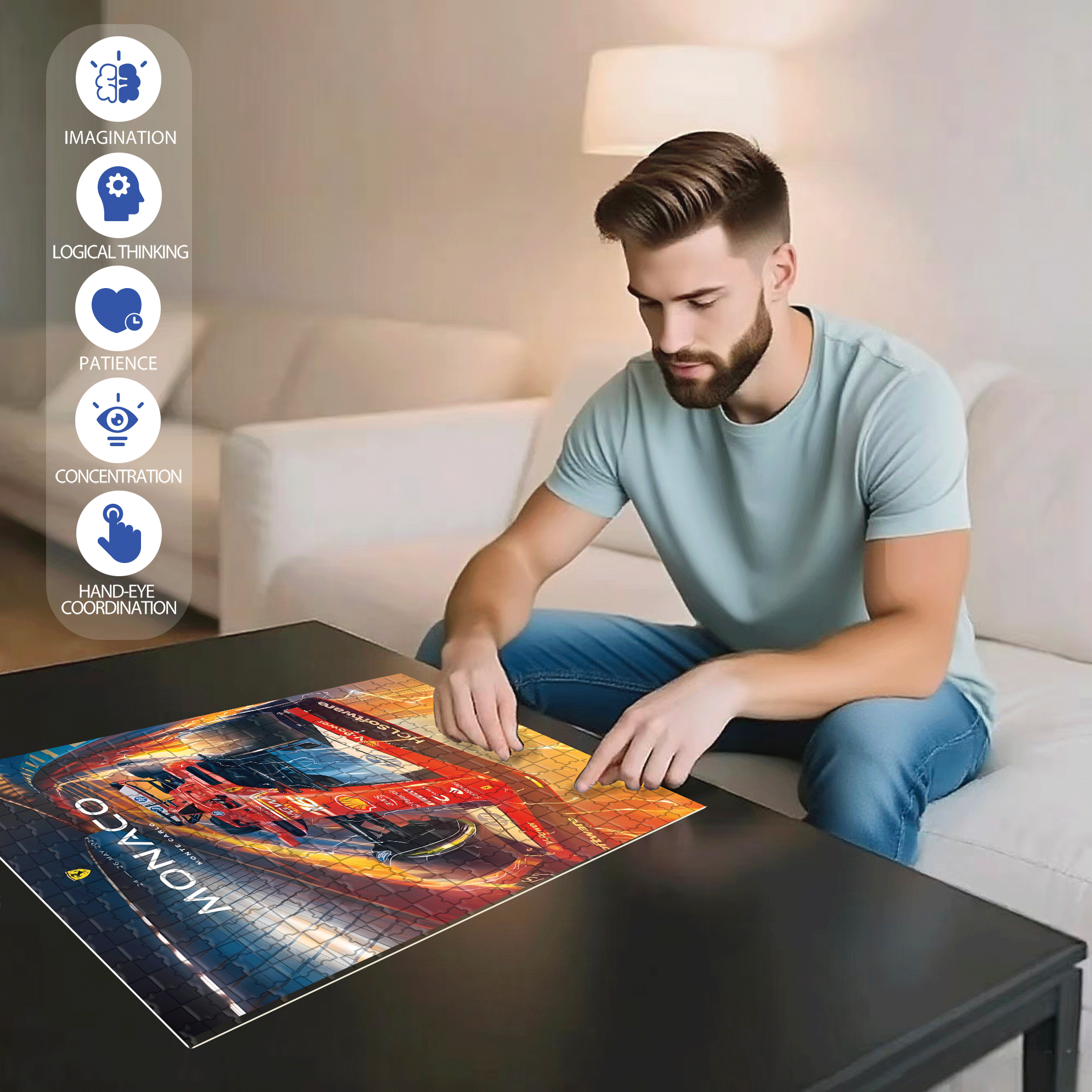 Monaco 500pcs/1000pcs Jigsaw Puzzle, Scratch-Resistant, Interactive Family Game & Brain-Boosting DIY Decor, Perfect for Halloween, Christmas & New Year Gifts, Family Puzzle Game