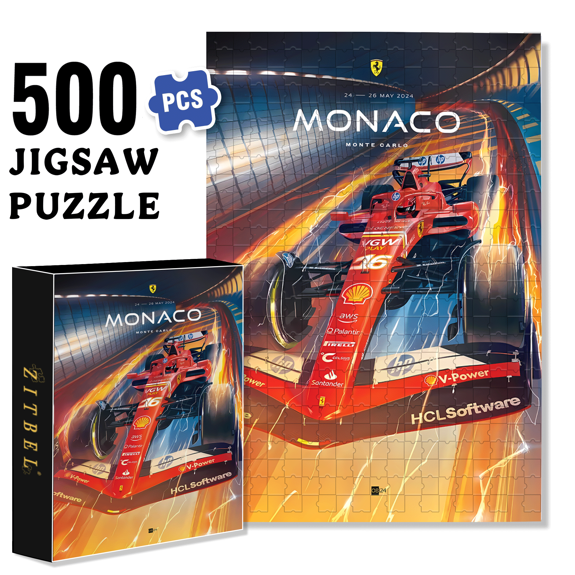 Monaco 500pcs/1000pcs Jigsaw Puzzle, Scratch-Resistant, Interactive Family Game & Brain-Boosting DIY Decor, Perfect for Halloween, Christmas & New Year Gifts, Family Puzzle Game