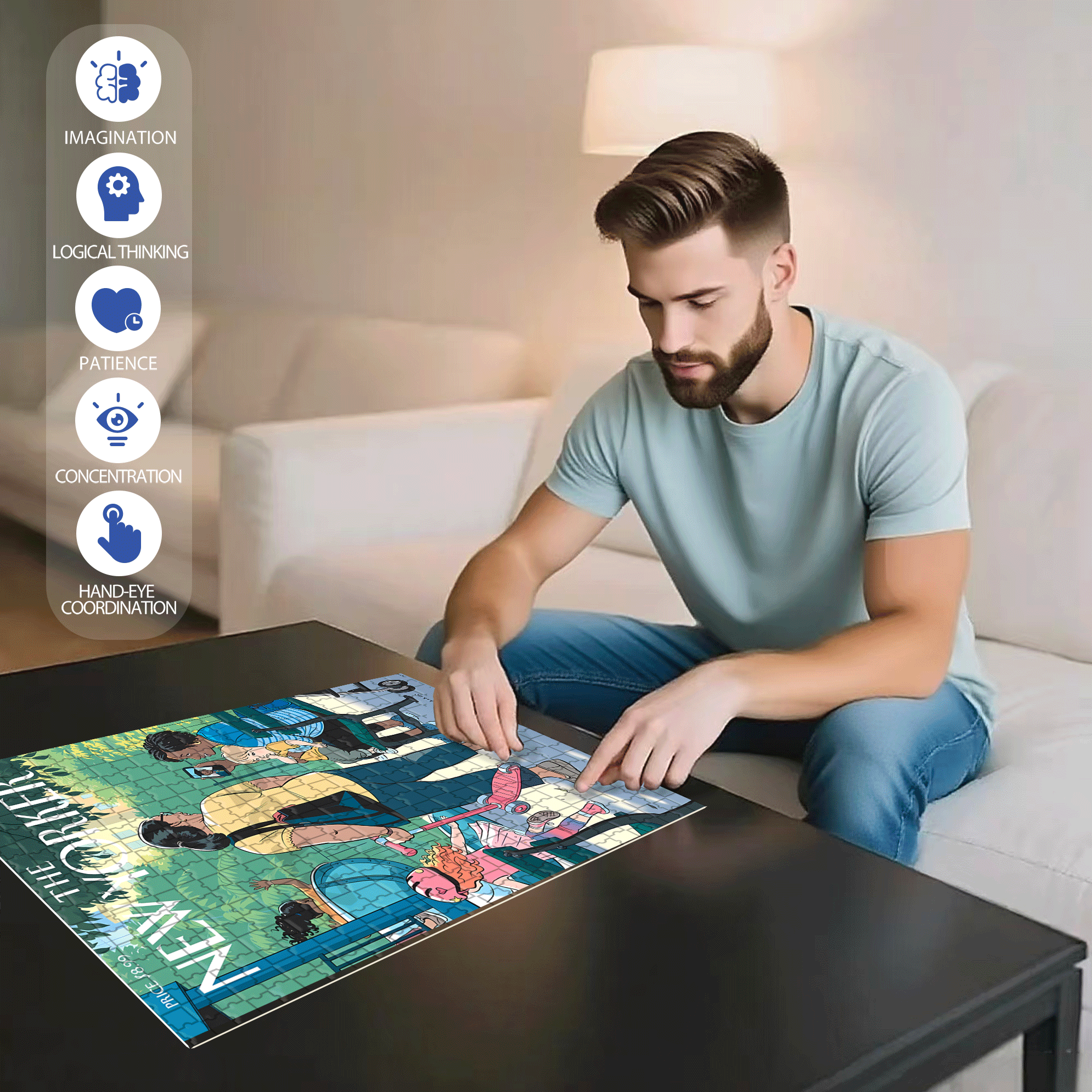 My Son 500pcs/1000pcs Jigsaw Puzzle, Scratch-Resistant, Interactive Family Game & Brain-Boosting DIY Decor, Perfect for Halloween, Christmas & New Year Gifts, Family Puzzle Game