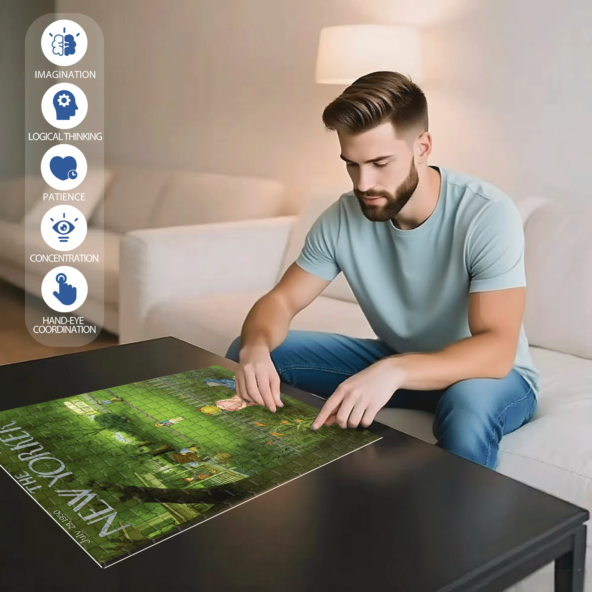 New Neighbors 500pcs/1000pcs Jigsaw Puzzle, Scratch-Resistant, Interactive Family Game & Brain-Boosting DIY Decor, Perfect for Halloween, Christmas & New Year Gifts, Family Puzzle Game