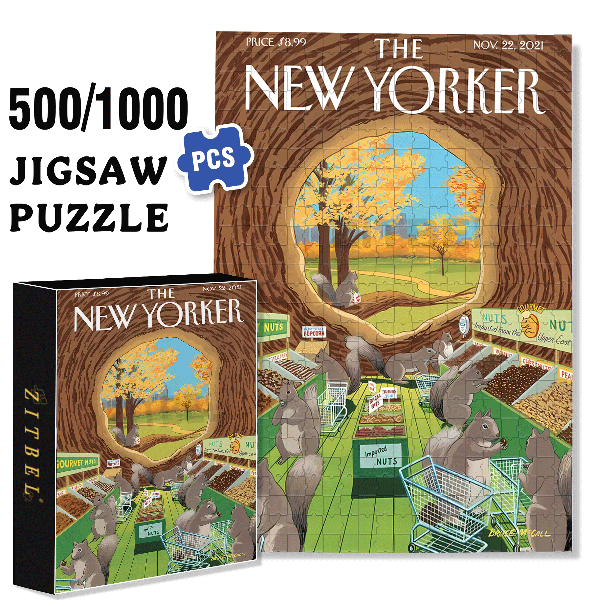 Nut Supermarket 500pcs/1000pcs Jigsaw Puzzle, Scratch-Resistant, Interactive Family Game & Brain-Boosting DIY Decor, Perfect for Halloween, Christmas & New Year Gifts, Family Puzzle Game