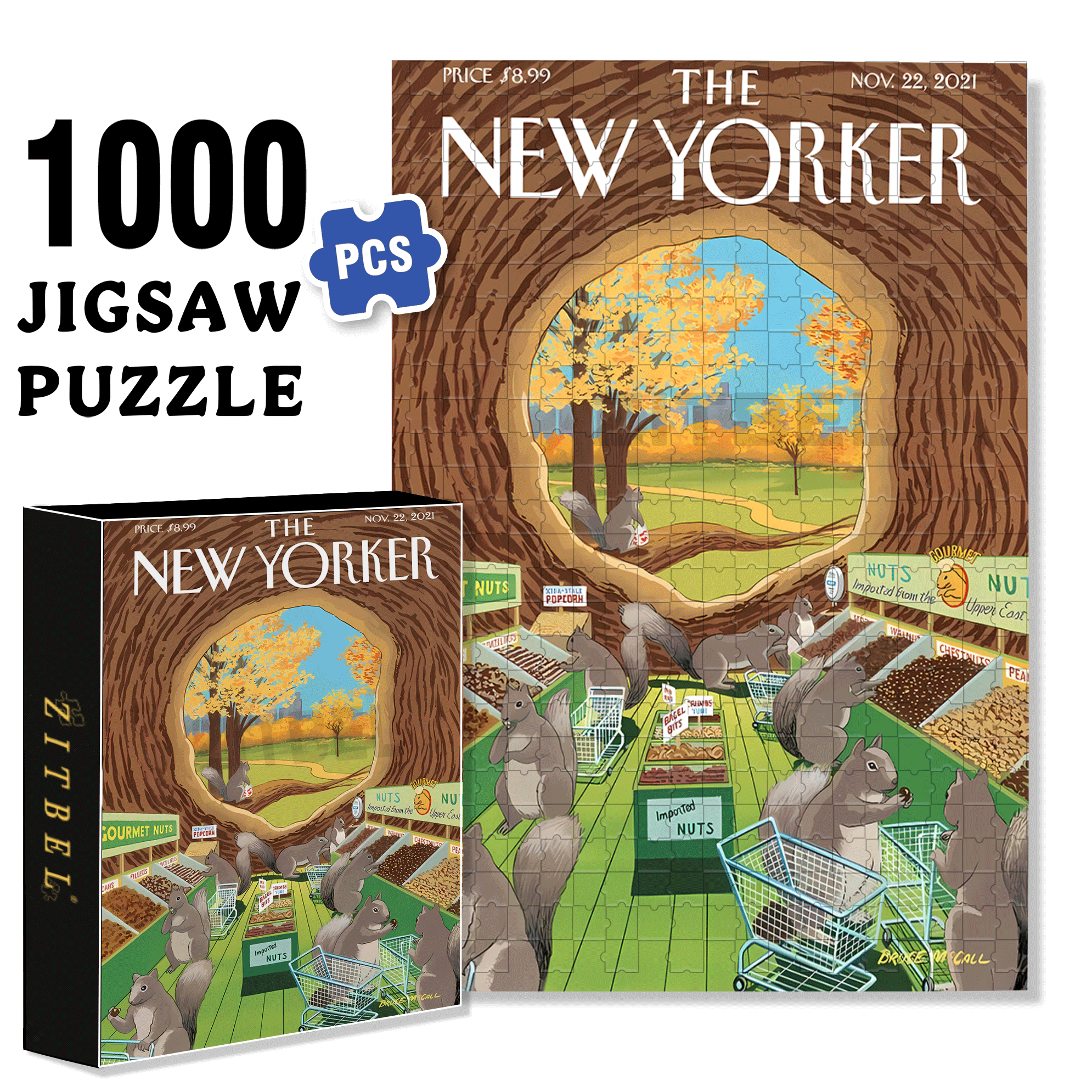 Nut Supermarket 500pcs/1000pcs Jigsaw Puzzle, Scratch-Resistant, Interactive Family Game & Brain-Boosting DIY Decor, Perfect for Halloween, Christmas & New Year Gifts, Family Puzzle Game