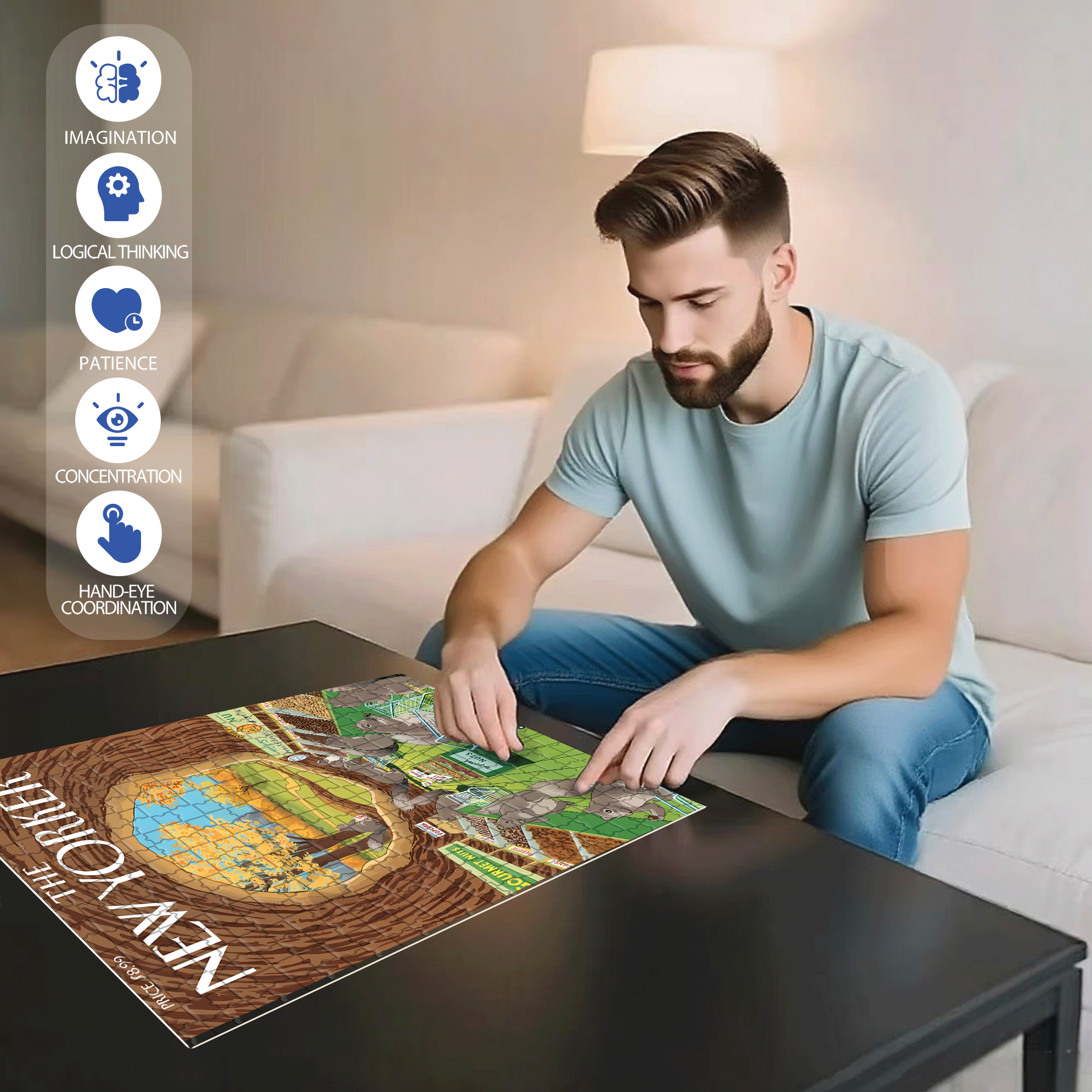 Nut Supermarket 500pcs/1000pcs Jigsaw Puzzle, Scratch-Resistant, Interactive Family Game & Brain-Boosting DIY Decor, Perfect for Halloween, Christmas & New Year Gifts, Family Puzzle Game