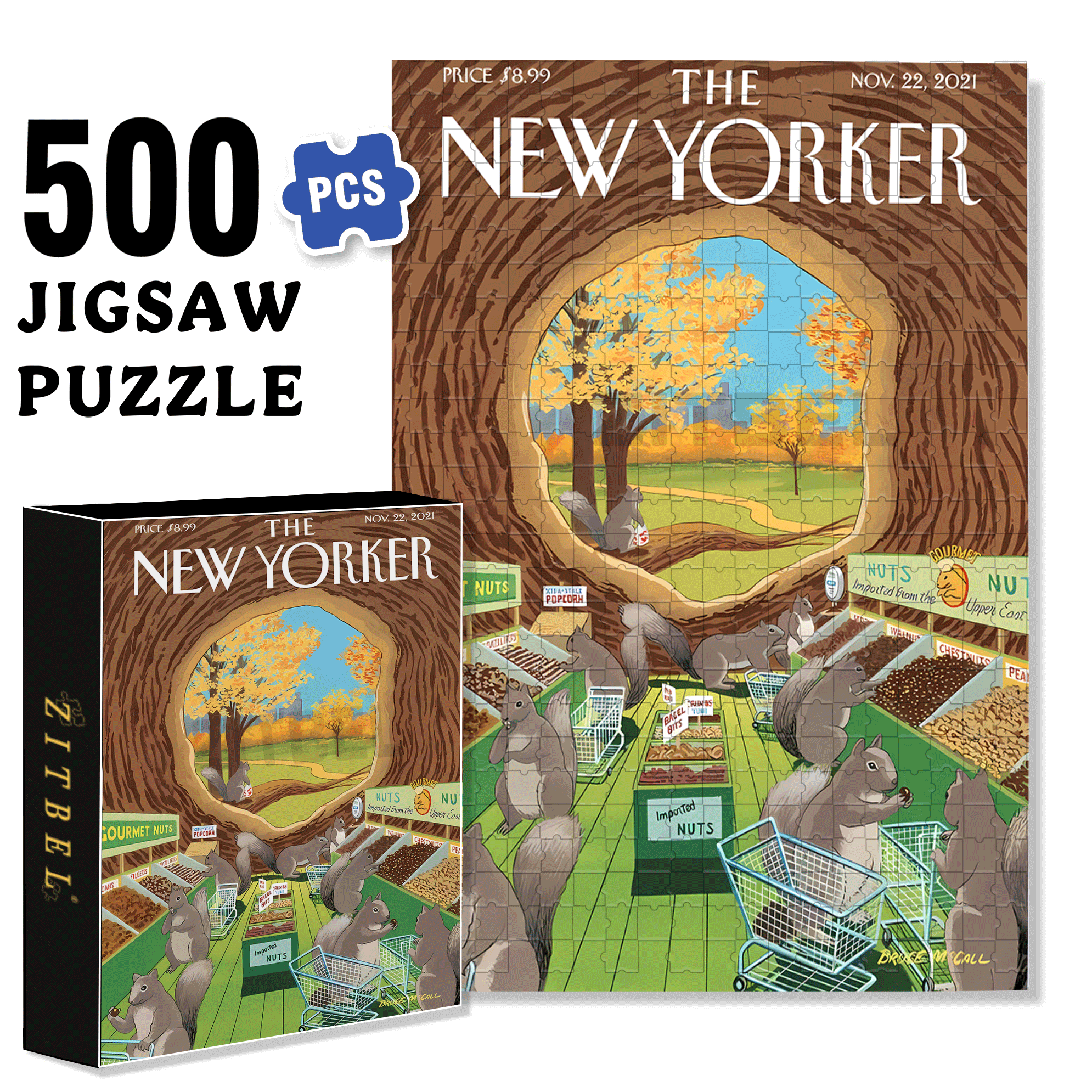 Nut Supermarket 500pcs/1000pcs Jigsaw Puzzle, Scratch-Resistant, Interactive Family Game & Brain-Boosting DIY Decor, Perfect for Halloween, Christmas & New Year Gifts, Family Puzzle Game