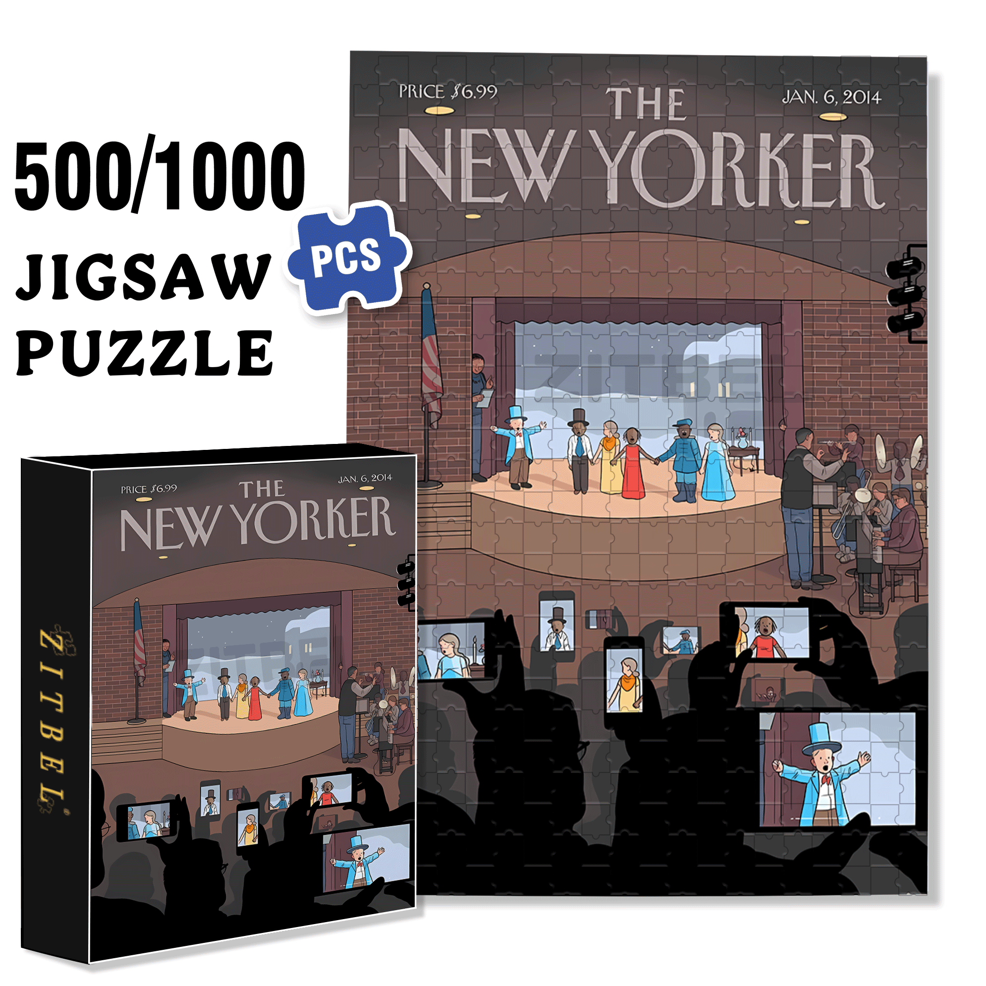 Open Day 500pcs/1000pcs Jigsaw Puzzle, Scratch-Resistant, Interactive Family Game & Brain-Boosting DIY Decor, Perfect for Halloween, Christmas & New Year Gifts, Family Puzzle Game