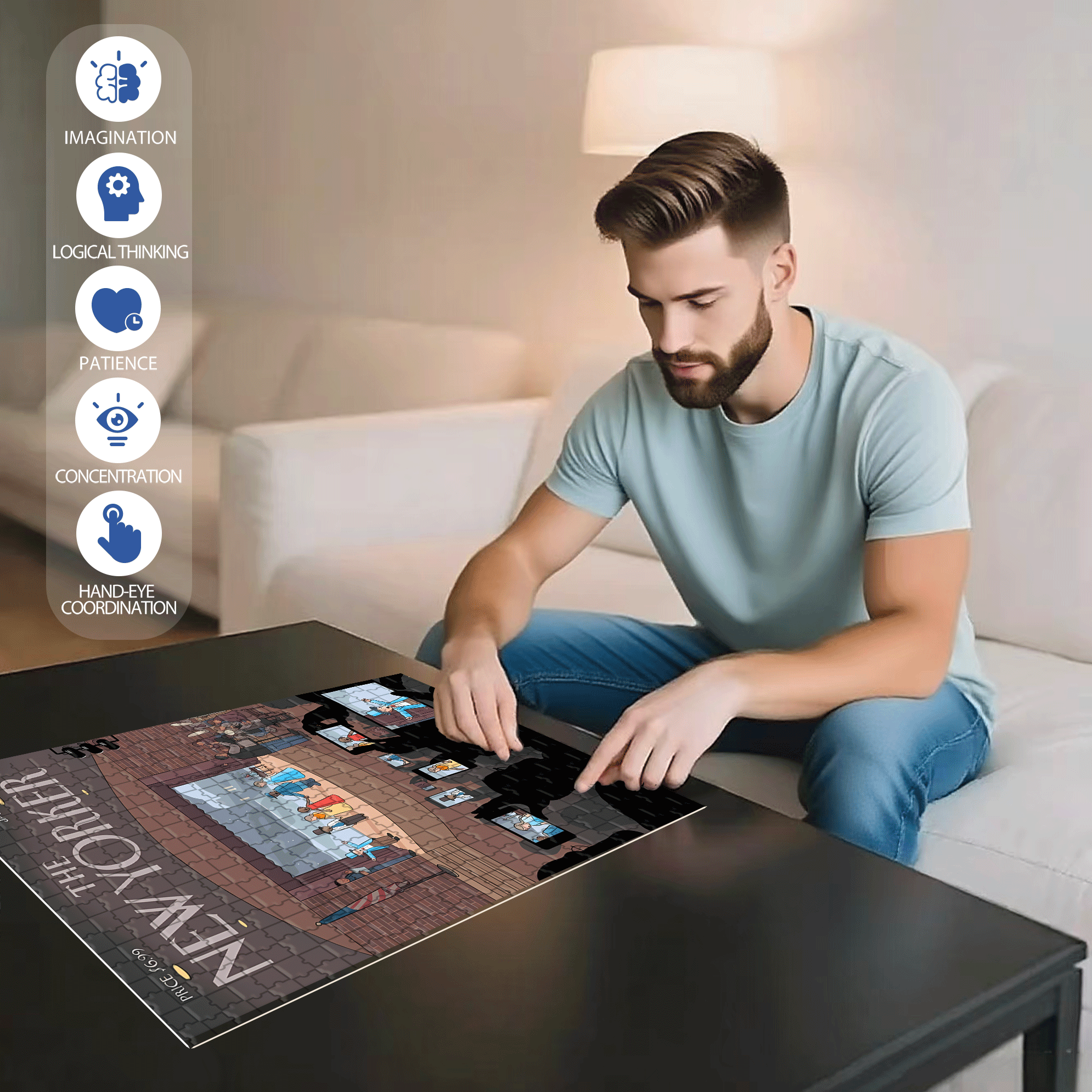 Open Day 500pcs/1000pcs Jigsaw Puzzle, Scratch-Resistant, Interactive Family Game & Brain-Boosting DIY Decor, Perfect for Halloween, Christmas & New Year Gifts, Family Puzzle Game