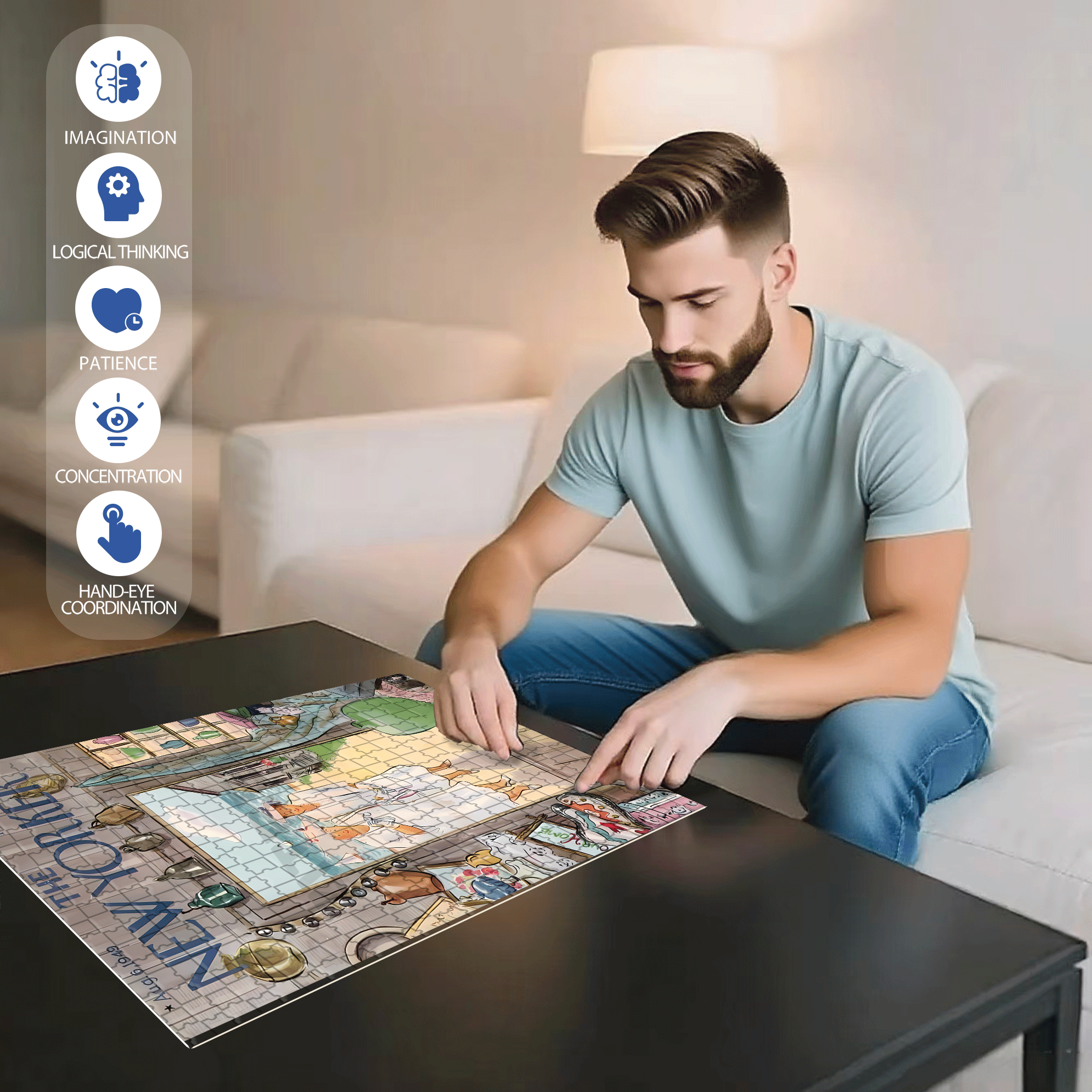 Our Home 500pcs/1000pcs Jigsaw Puzzle, Scratch-Resistant, Interactive Family Game & Brain-Boosting DIY Decor, Perfect for Halloween, Christmas & New Year Gifts, Family Puzzle Game