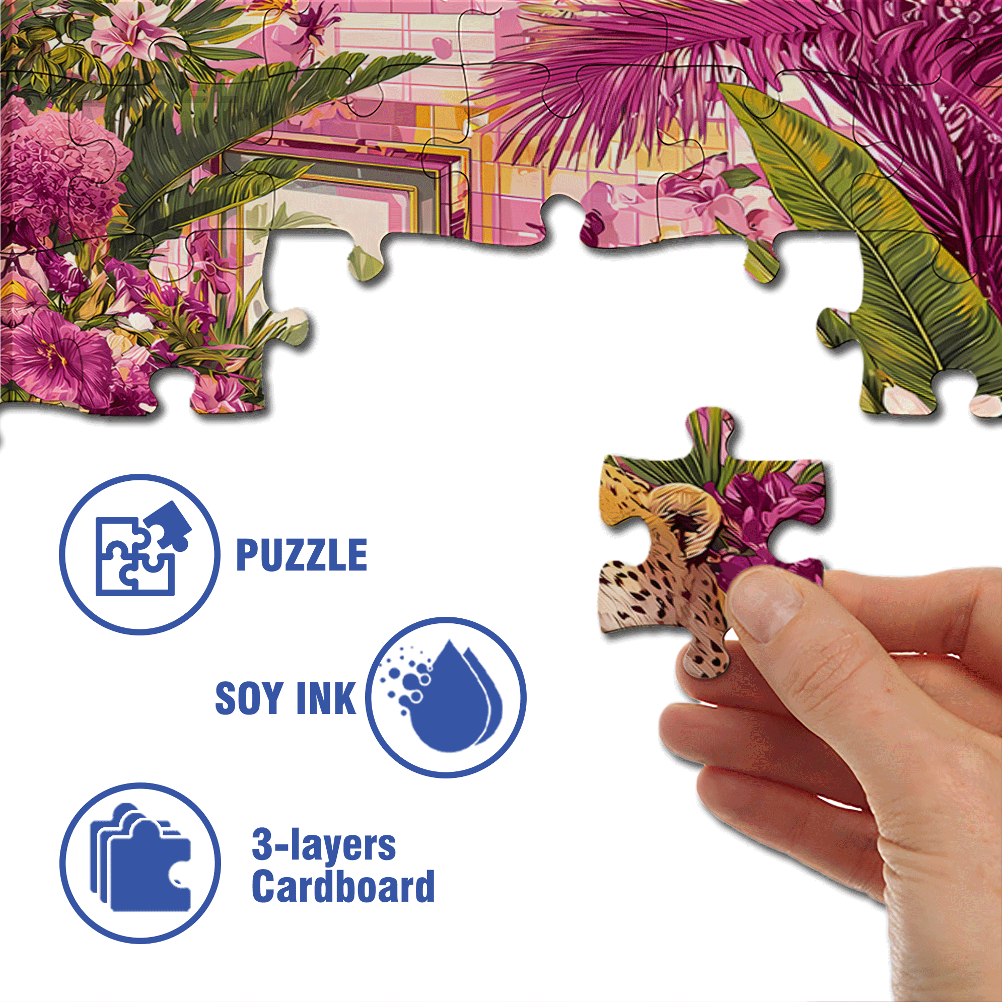 Pink Paradise Bath 500pcs/1000pcs Jigsaw Puzzle, Scratch-Resistant, Interactive Family Game & Brain-Boosting DIY Decor, Perfect for Halloween, Christmas & New Year Gifts, Family Puzzle Game