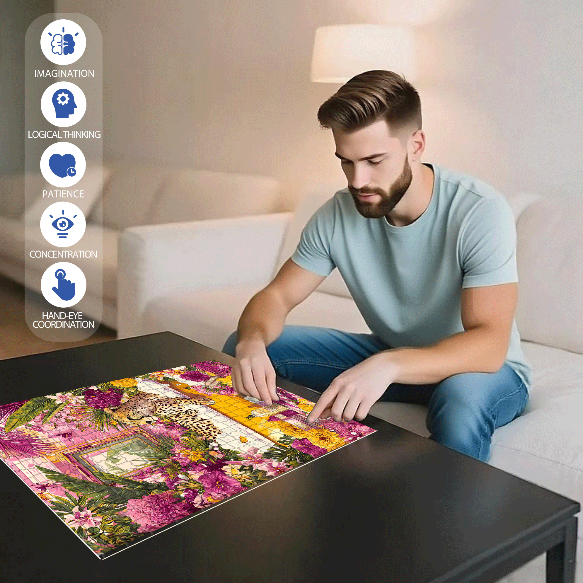 Pink Paradise Bath 500pcs/1000pcs Jigsaw Puzzle, Scratch-Resistant, Interactive Family Game & Brain-Boosting DIY Decor, Perfect for Halloween, Christmas & New Year Gifts, Family Puzzle Game