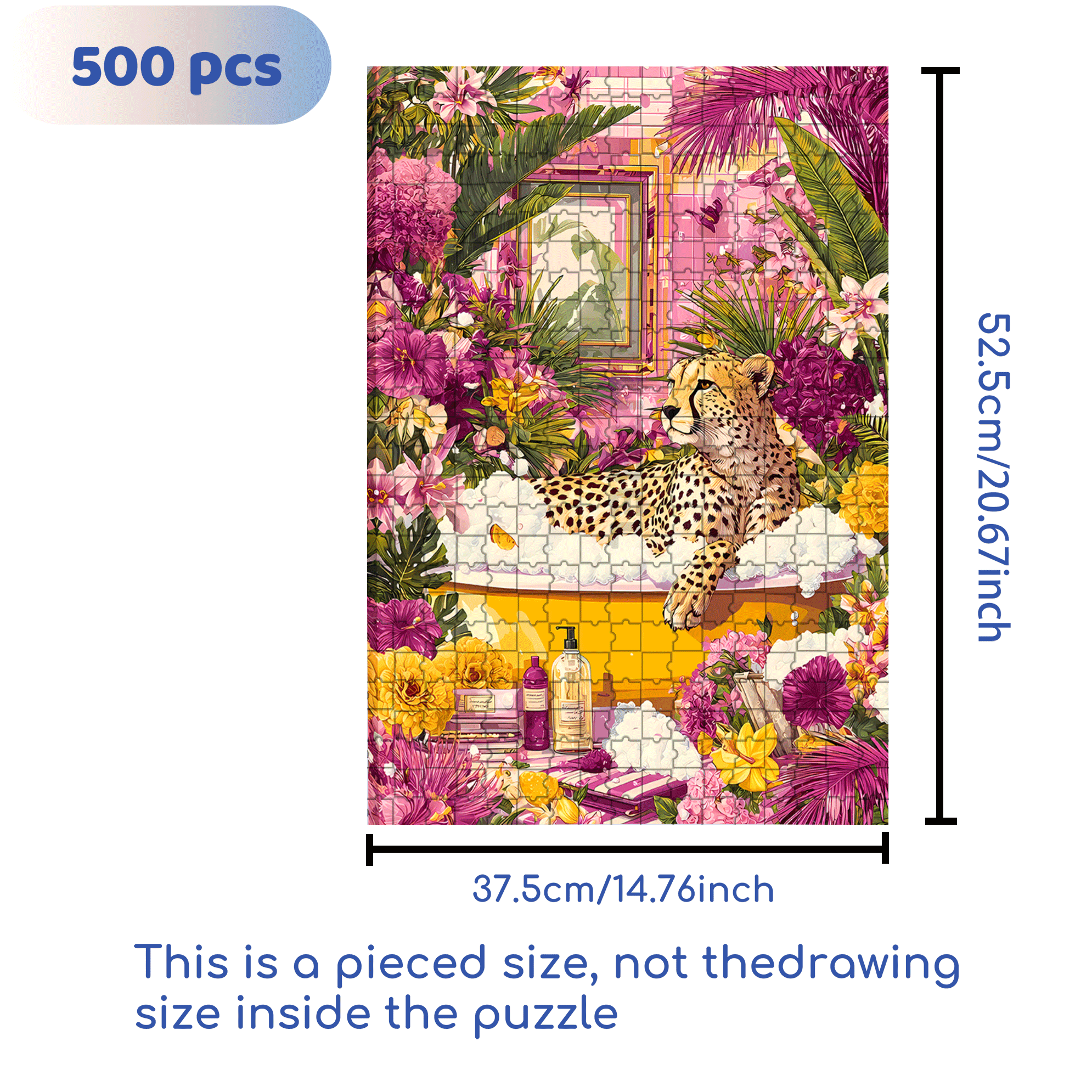 Pink Paradise Bath 500pcs/1000pcs Jigsaw Puzzle, Scratch-Resistant, Interactive Family Game & Brain-Boosting DIY Decor, Perfect for Halloween, Christmas & New Year Gifts, Family Puzzle Game