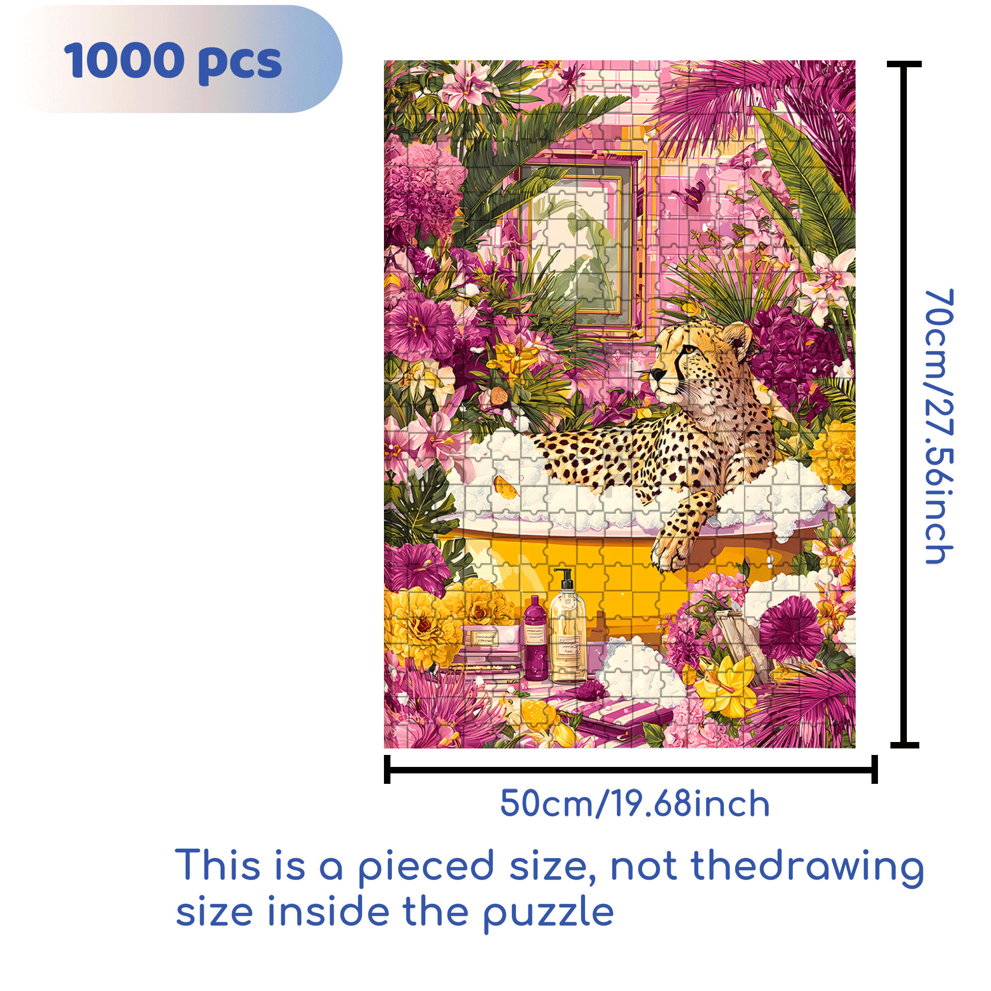 Pink Paradise Bath 500pcs/1000pcs Jigsaw Puzzle, Scratch-Resistant, Interactive Family Game & Brain-Boosting DIY Decor, Perfect for Halloween, Christmas & New Year Gifts, Family Puzzle Game