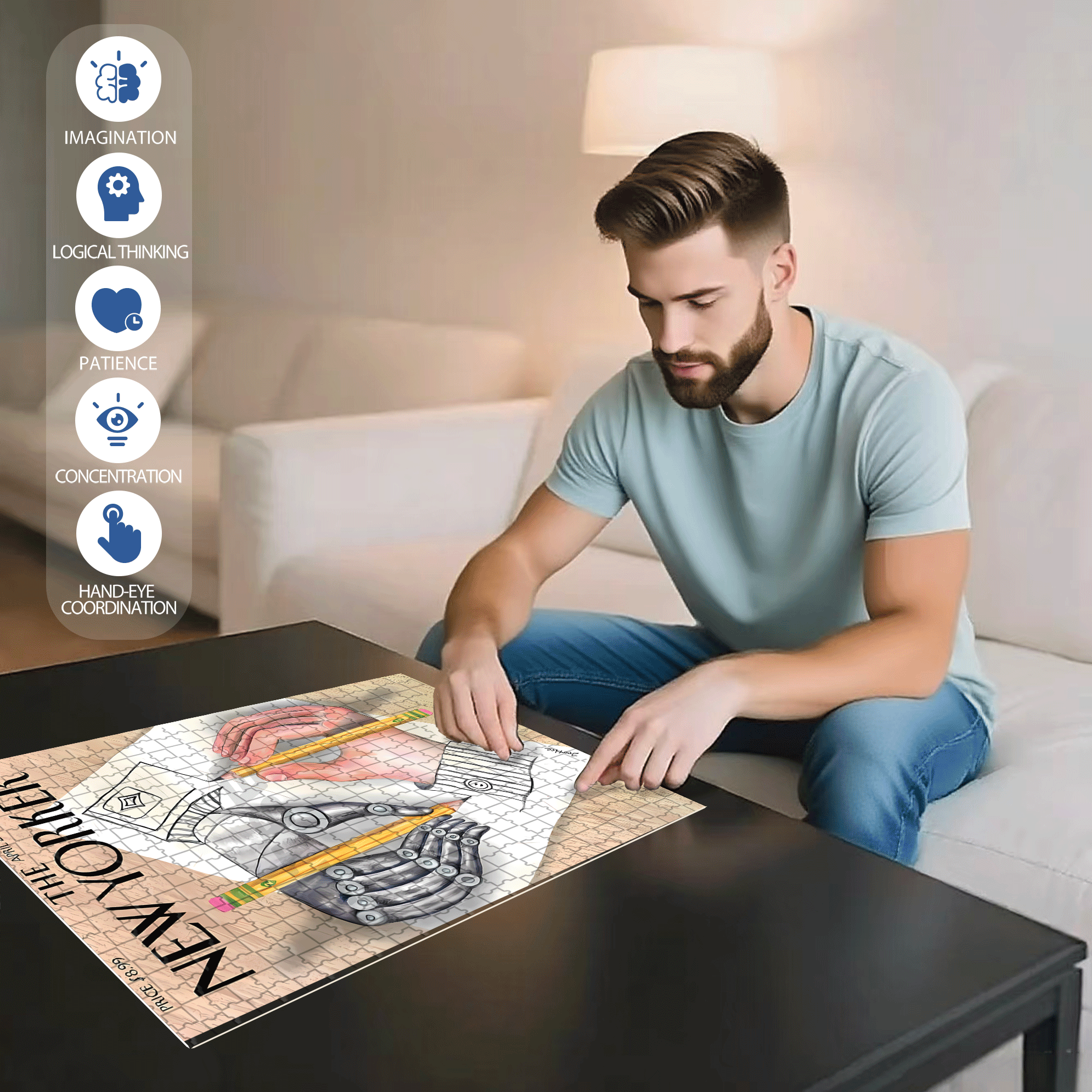 Present And Future 500pcs/1000pcs Jigsaw Puzzle, Scratch-Resistant, Interactive Family Game & Brain-Boosting DIY Decor, Perfect for Halloween, Christmas & New Year Gifts, Family Puzzle Game