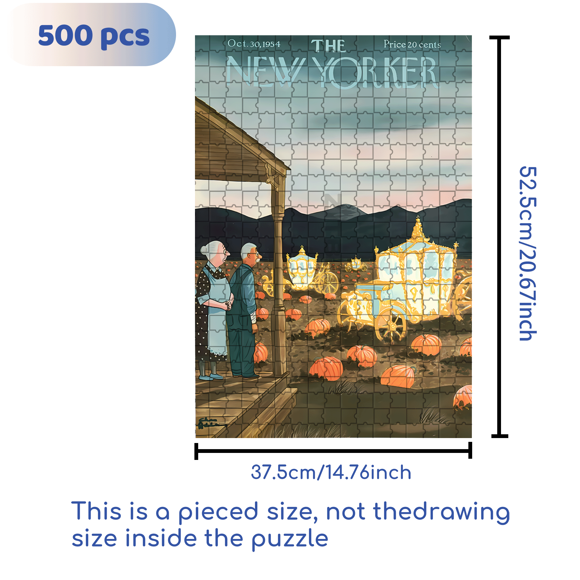 Pumpkin Carriage 500pcs/1000pcs Jigsaw Puzzle, Scratch-Resistant, Interactive Family Game & Brain-Boosting DIY Decor, Perfect for Halloween, Christmas & New Year Gifts, Family Puzzle Game