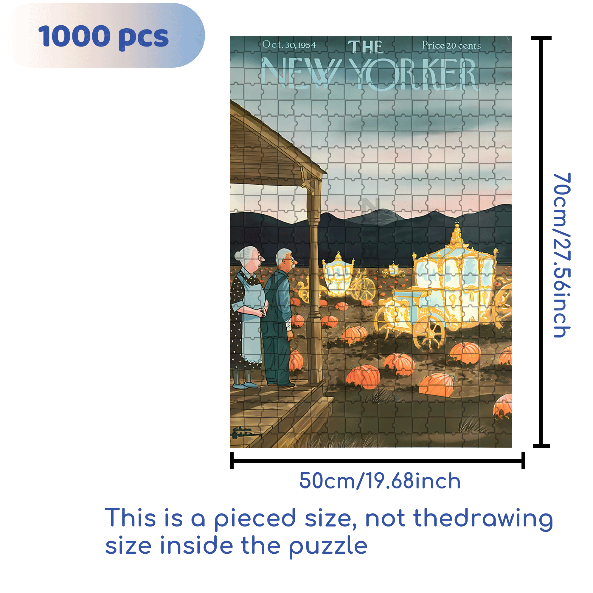 Pumpkin Carriage 500pcs/1000pcs Jigsaw Puzzle, Scratch-Resistant, Interactive Family Game & Brain-Boosting DIY Decor, Perfect for Halloween, Christmas & New Year Gifts, Family Puzzle Game