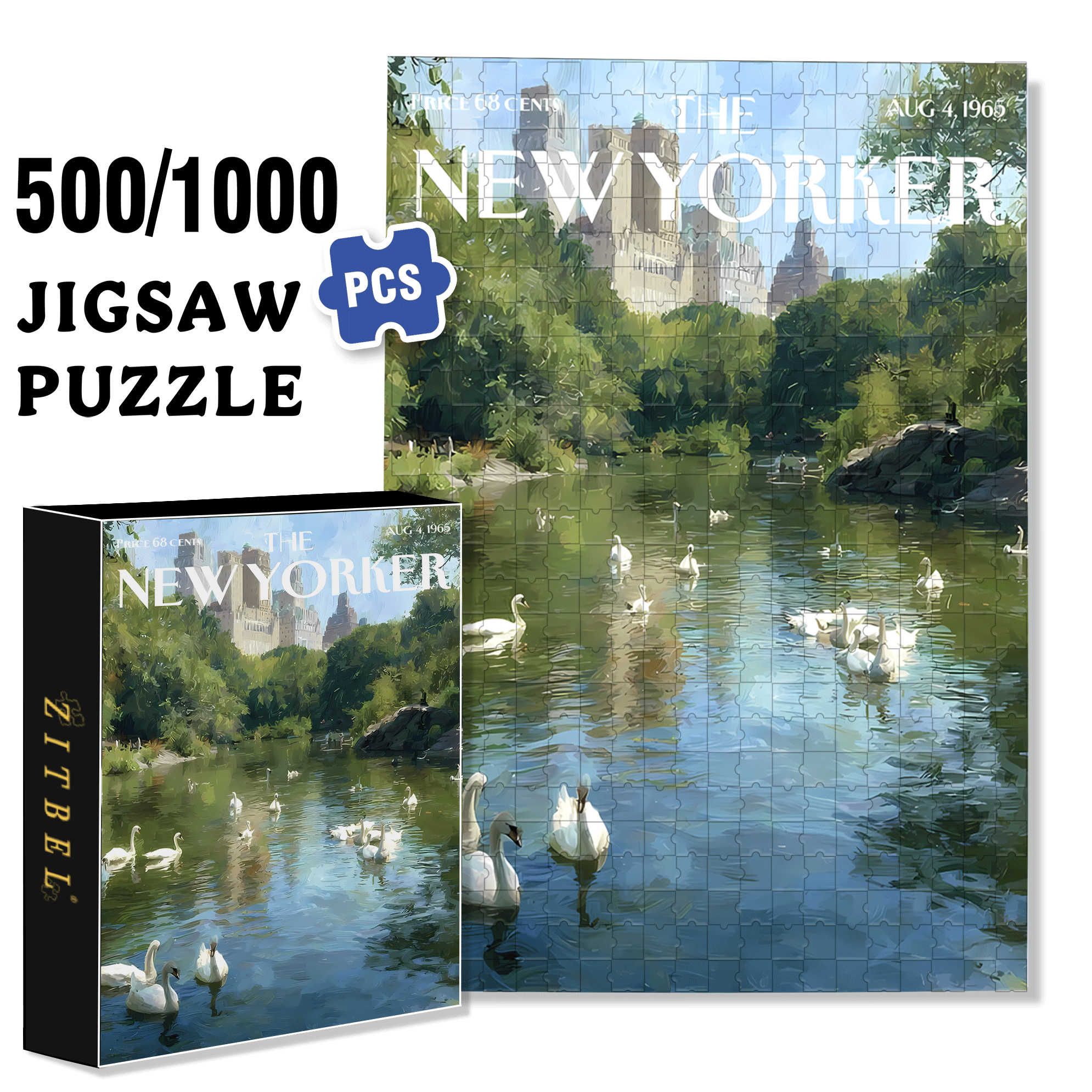 Swan Lake 2 500pcs/1000pcs Jigsaw Puzzle, Scratch-Resistant, Interactive Family Game & Brain-Boosting DIY Decor, Perfect for Halloween, Christmas & New Year Gifts, Family Puzzle Game