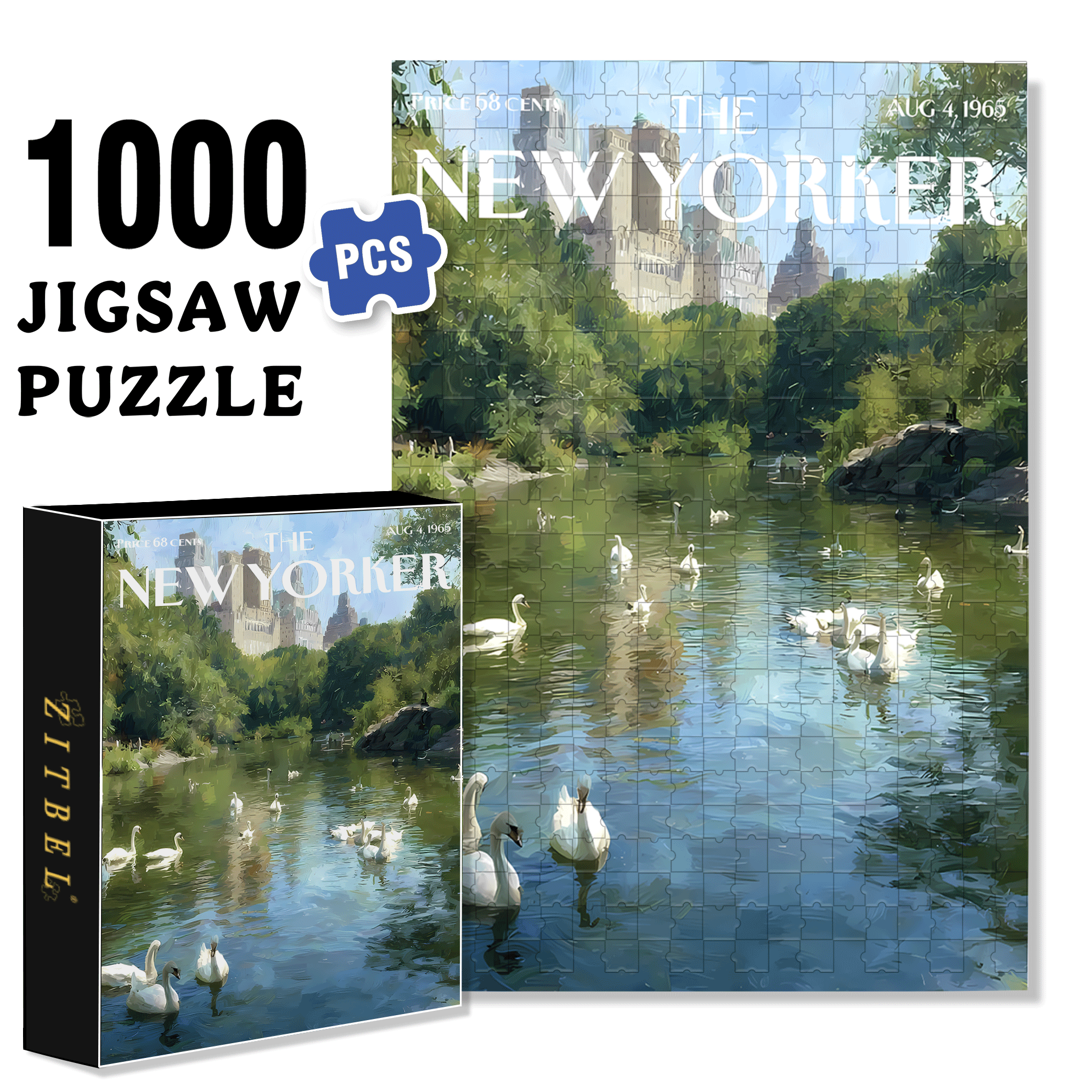 Swan Lake 2 500pcs/1000pcs Jigsaw Puzzle, Scratch-Resistant, Interactive Family Game & Brain-Boosting DIY Decor, Perfect for Halloween, Christmas & New Year Gifts, Family Puzzle Game