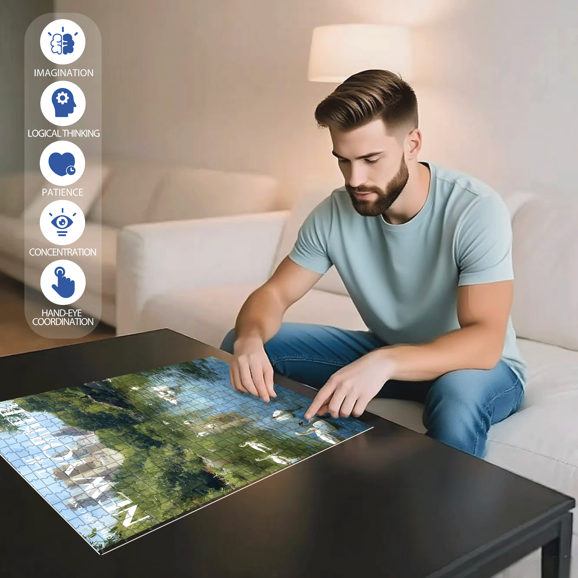 Swan Lake 2 500pcs/1000pcs Jigsaw Puzzle, Scratch-Resistant, Interactive Family Game & Brain-Boosting DIY Decor, Perfect for Halloween, Christmas & New Year Gifts, Family Puzzle Game
