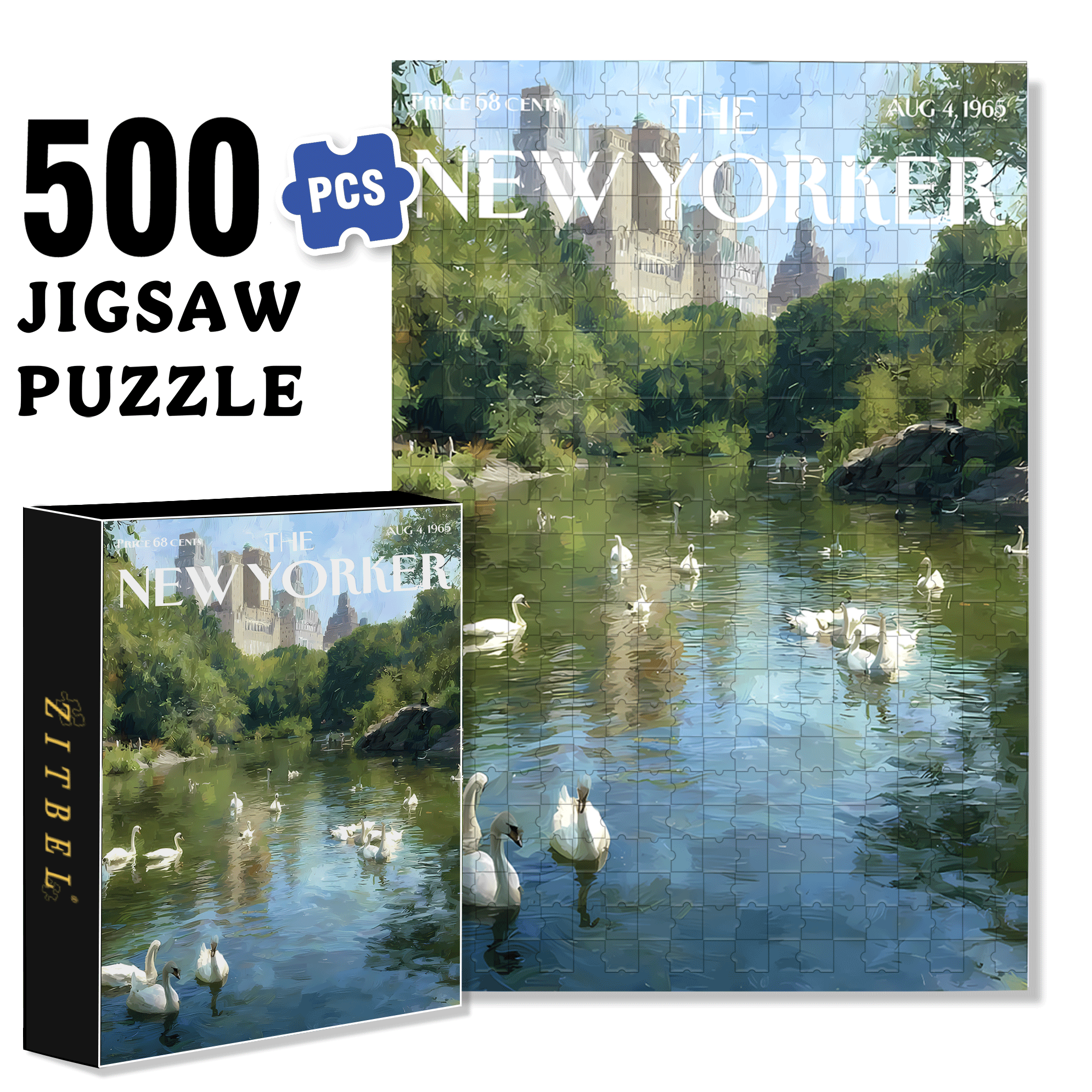 Swan Lake 2 500pcs/1000pcs Jigsaw Puzzle, Scratch-Resistant, Interactive Family Game & Brain-Boosting DIY Decor, Perfect for Halloween, Christmas & New Year Gifts, Family Puzzle Game
