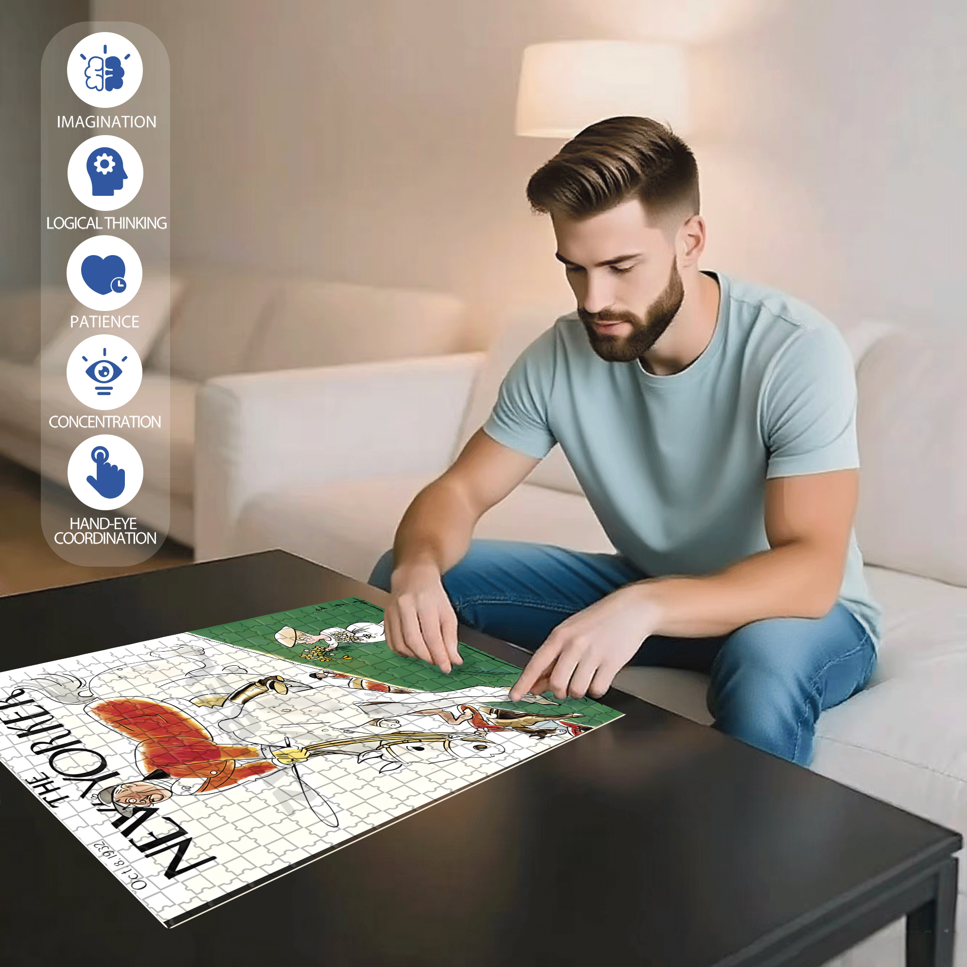 The Amazing Race 500pcs/1000pcs Jigsaw Puzzle, Scratch-Resistant, Interactive Family Game & Brain-Boosting DIY Decor, Perfect for Halloween, Christmas & New Year Gifts, Family Puzzle Game