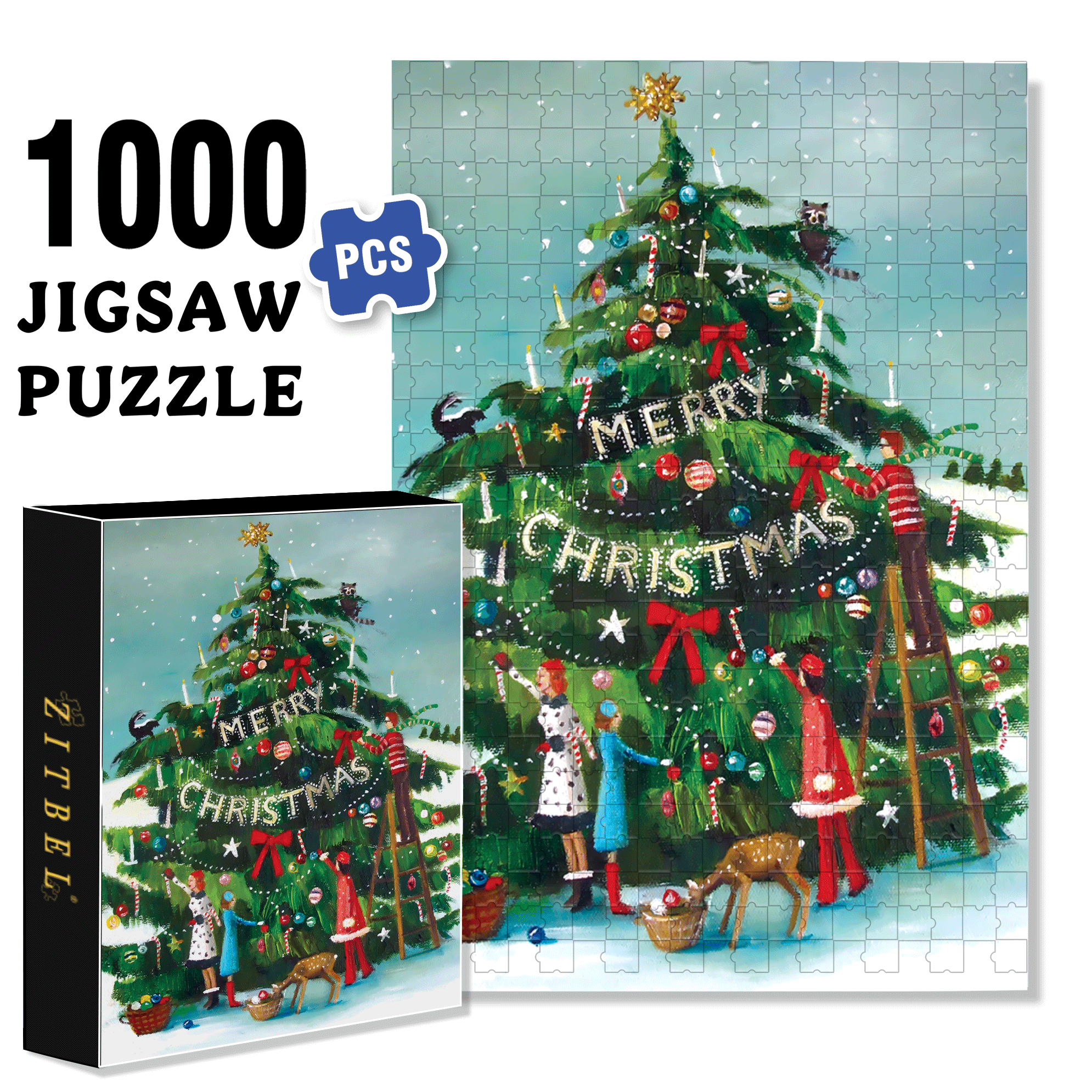 The Peppermint Family 500pcs/1000pcs Jigsaw Puzzle, Scratch-Resistant, Interactive Family Game & Brain-Boosting DIY Decor, Perfect for Halloween, Christmas & New Year Gifts, Family Puzzle Game