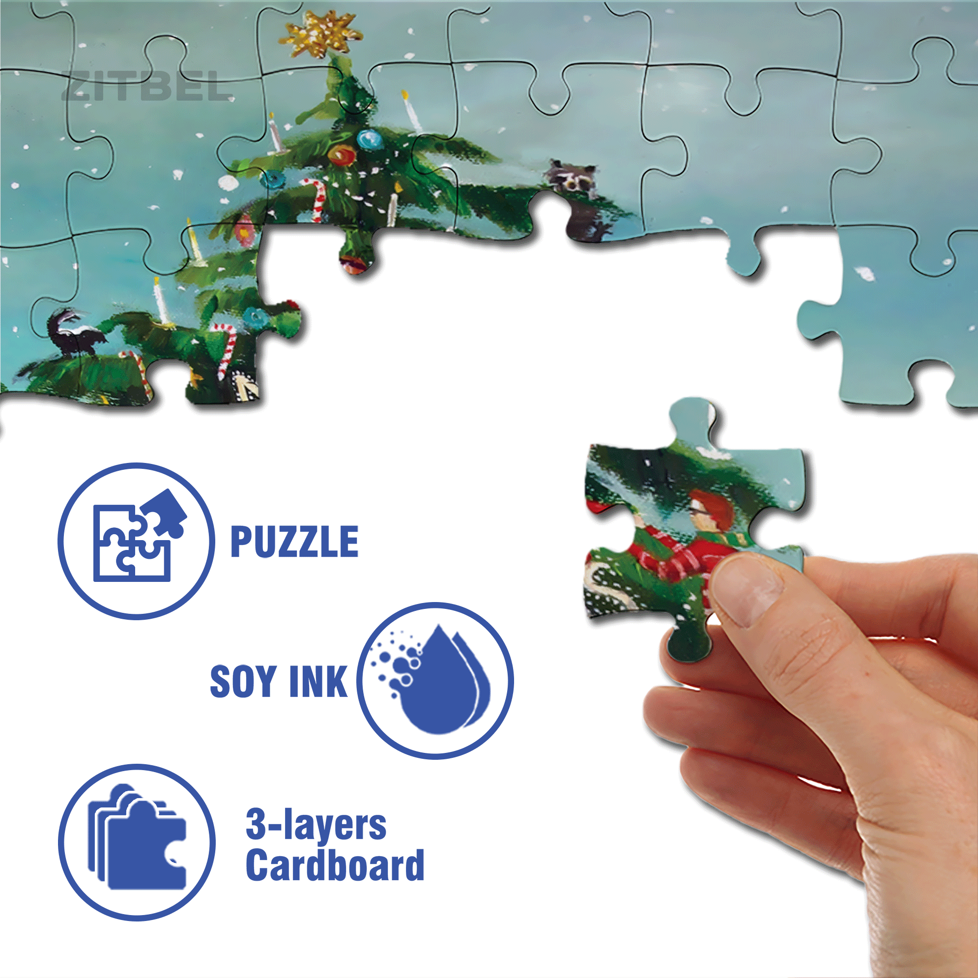 The Peppermint Family 500pcs/1000pcs Jigsaw Puzzle, Scratch-Resistant, Interactive Family Game & Brain-Boosting DIY Decor, Perfect for Halloween, Christmas & New Year Gifts, Family Puzzle Game