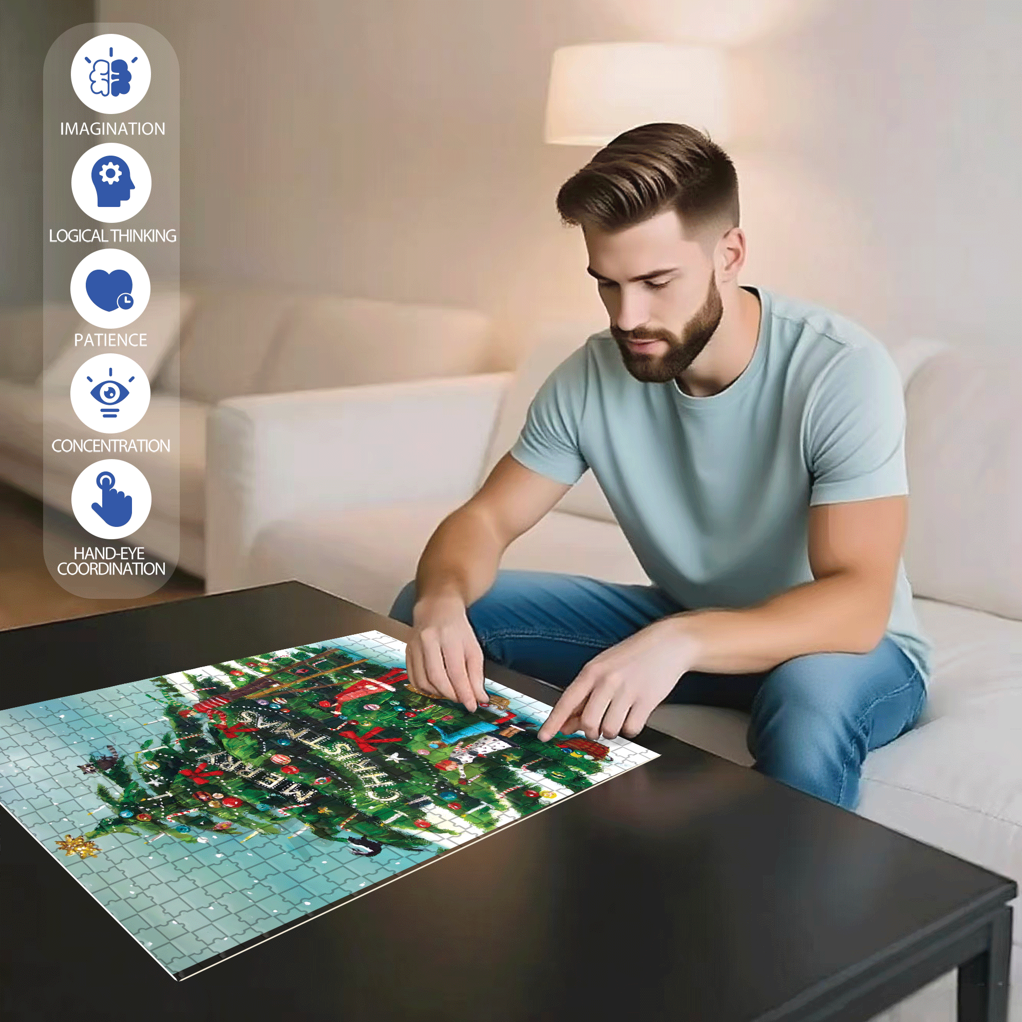 The Peppermint Family 500pcs/1000pcs Jigsaw Puzzle, Scratch-Resistant, Interactive Family Game & Brain-Boosting DIY Decor, Perfect for Halloween, Christmas & New Year Gifts, Family Puzzle Game