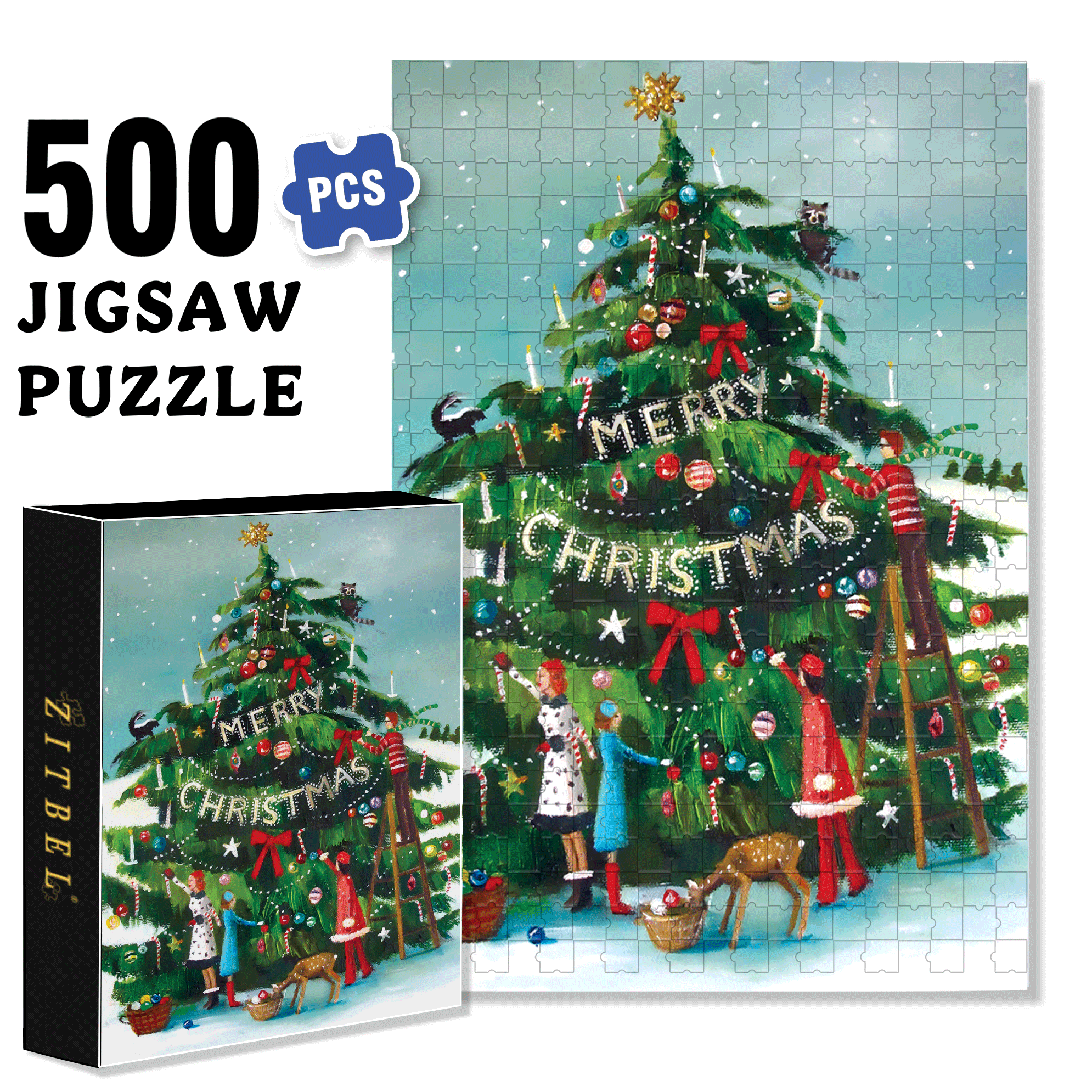 The Peppermint Family 500pcs/1000pcs Jigsaw Puzzle, Scratch-Resistant, Interactive Family Game & Brain-Boosting DIY Decor, Perfect for Halloween, Christmas & New Year Gifts, Family Puzzle Game